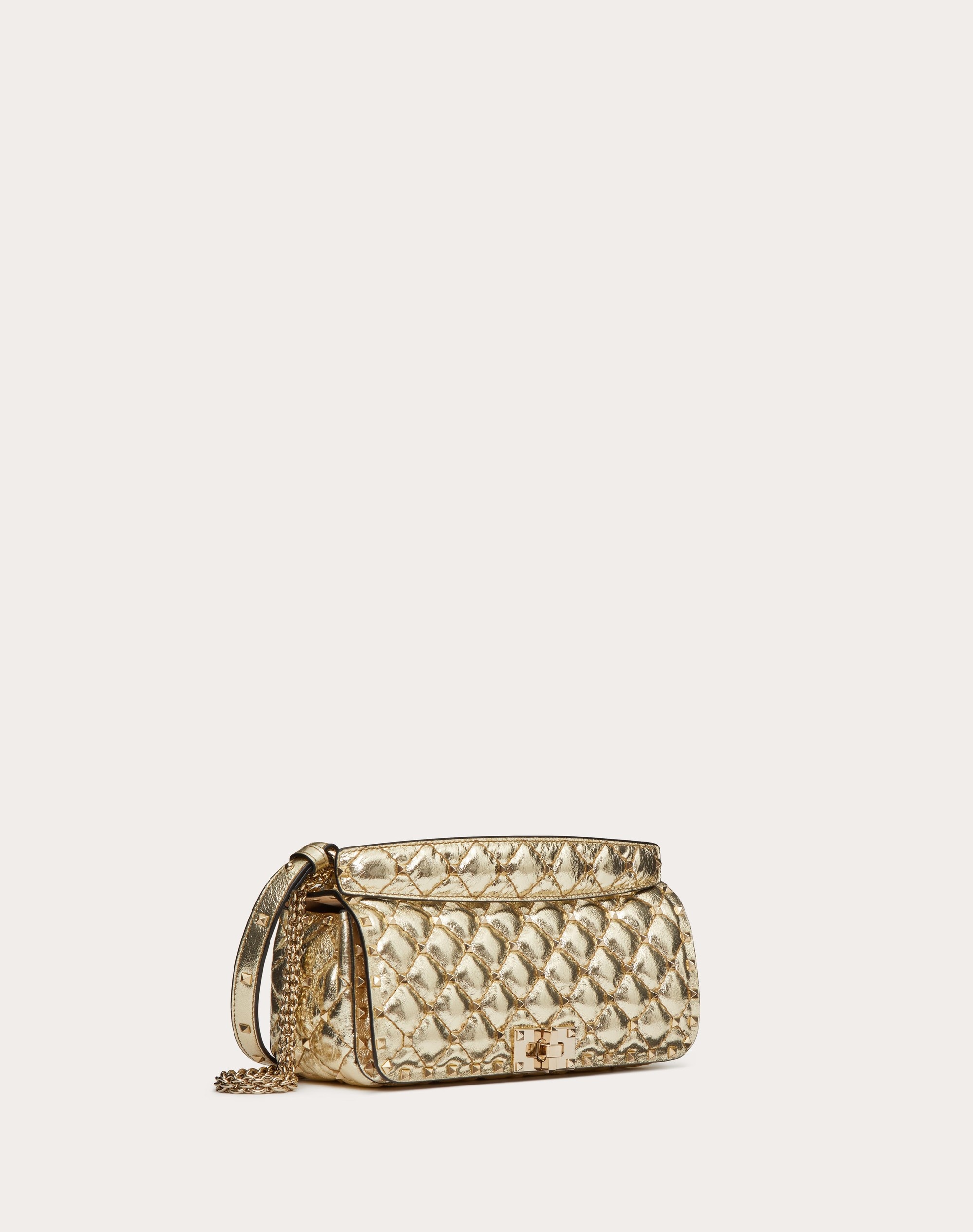 ROCKSTUD SPIKE METALLIC CALFSKIN SHOULDER BAG - 3