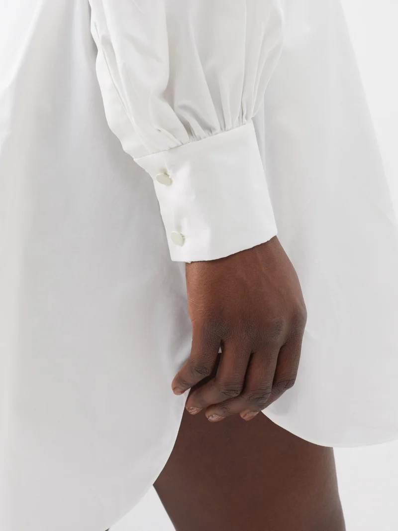 Tahira belted stand-collar cotton shirt dress - 4