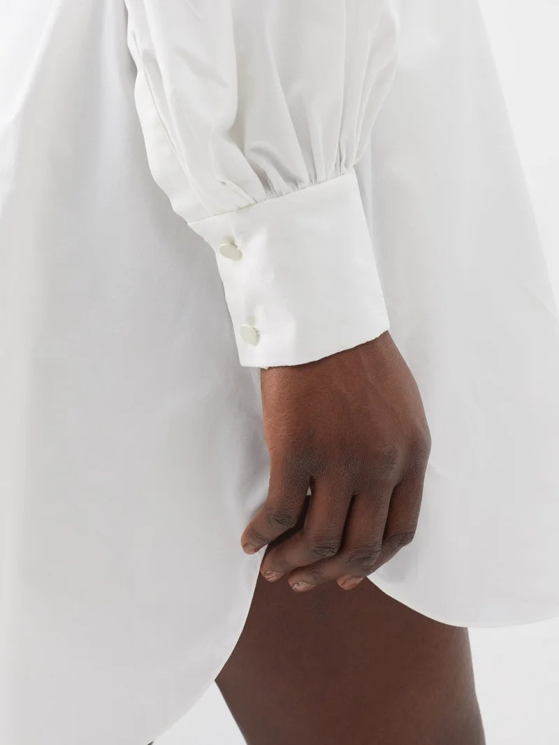 Tahira belted stand-collar cotton shirt dress 4