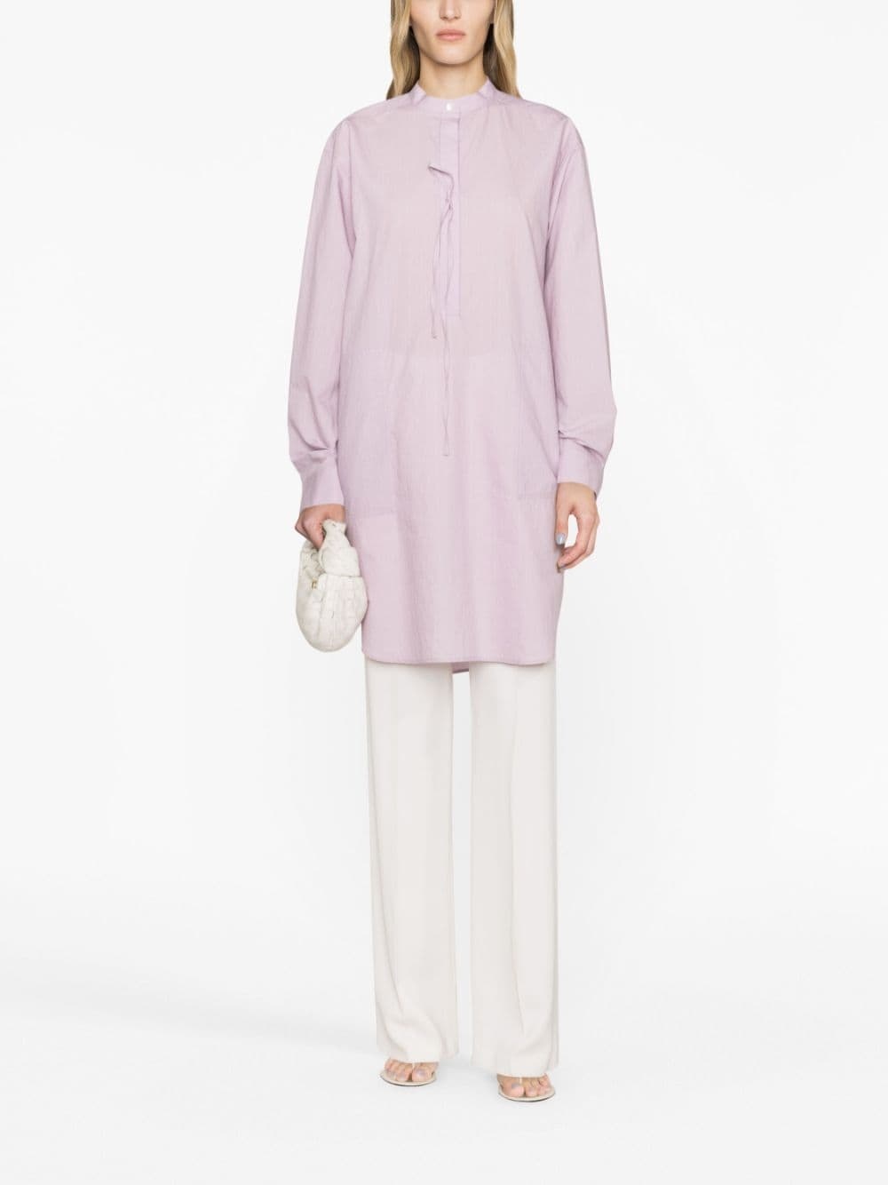 high-neck poplin tunic dress - 2