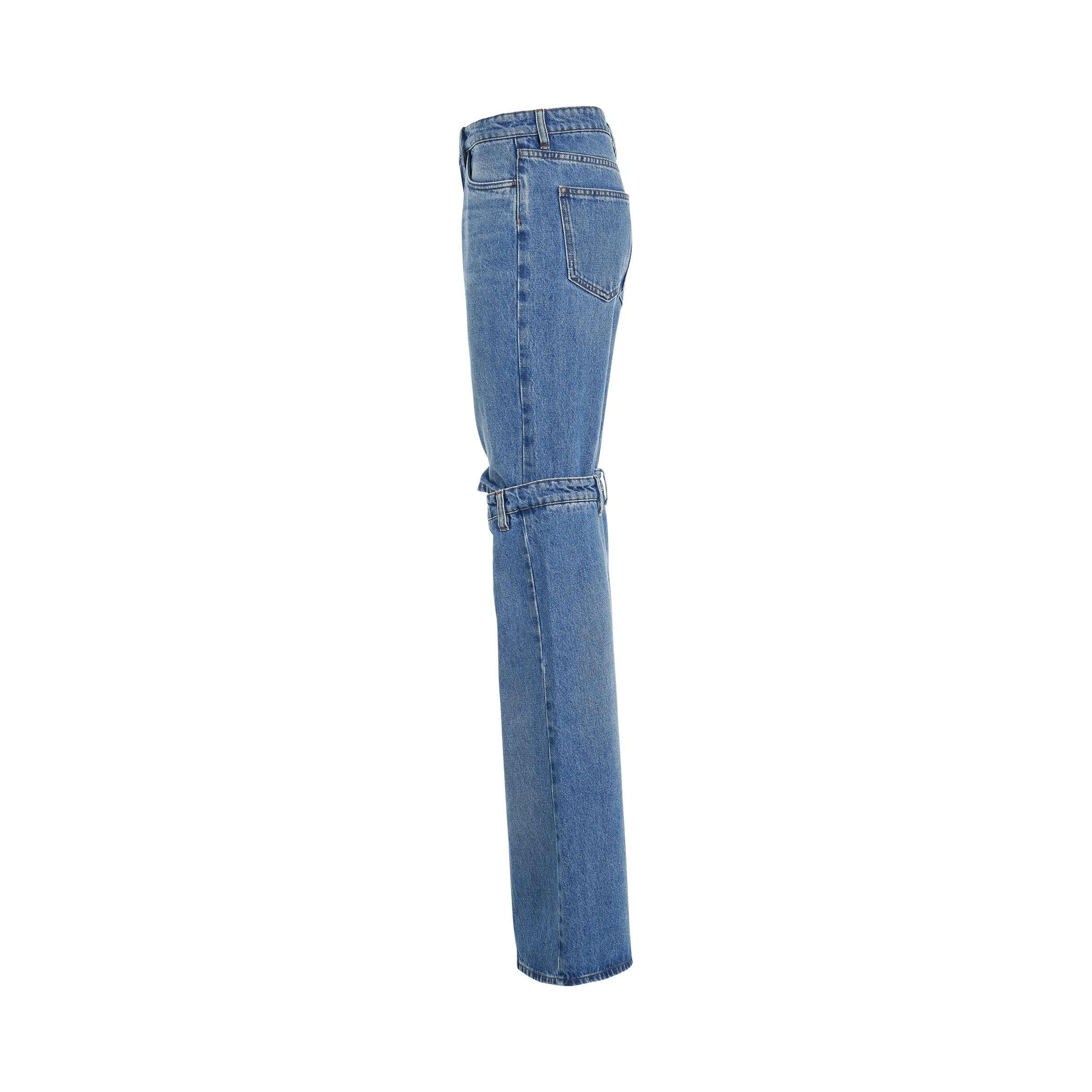 Open Knee Jeans in Washed Blue - 3