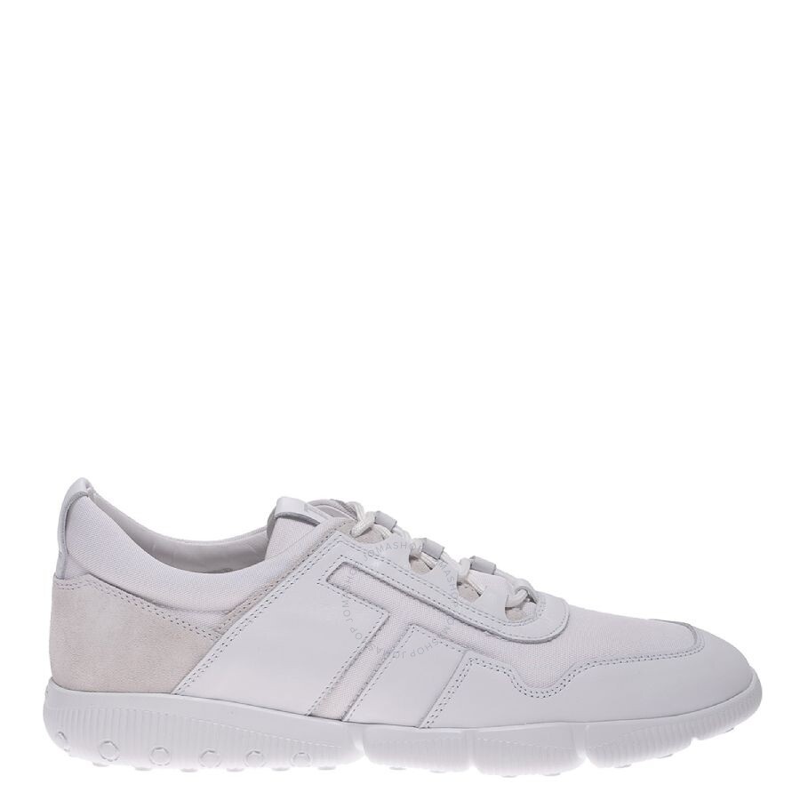 Tods Men's White Fabric And Leather Low-Top Sneakers - 1