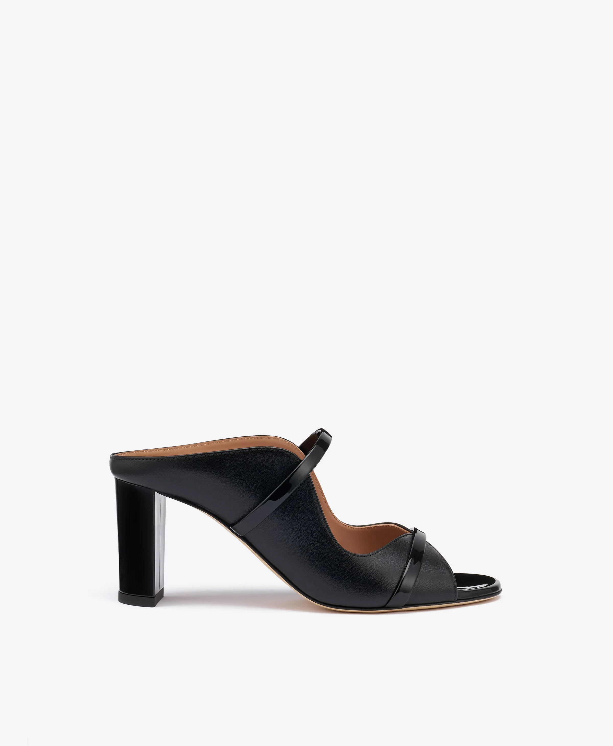 Norah 70 Black Leather Block Heel Sandals - 1