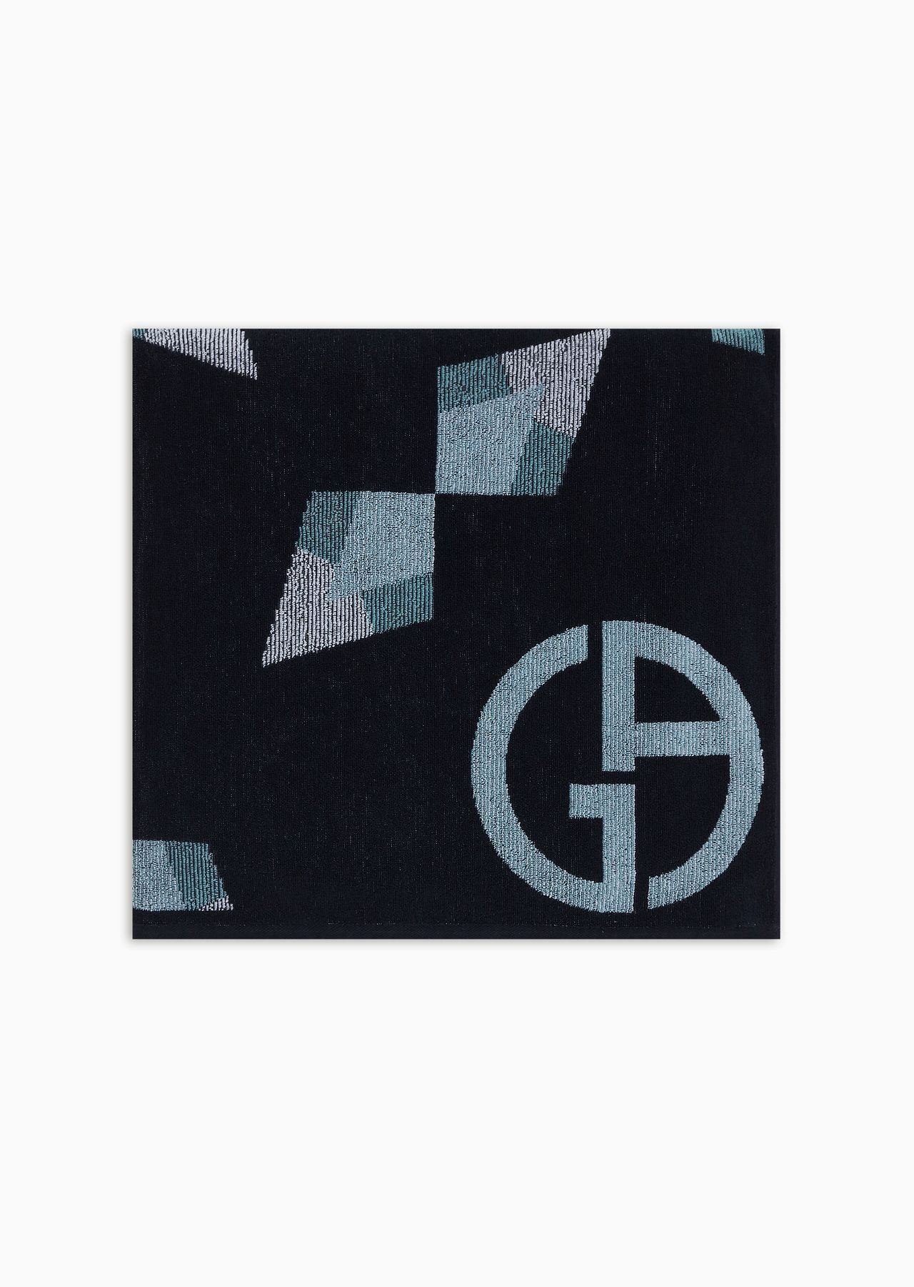 Cotton terry beach towel with a jacquard geometric motif - 1
