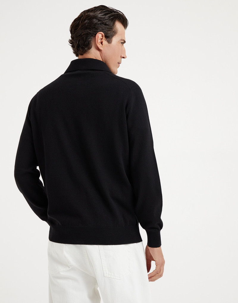 Brunello Cucinelli Cashmere knit polo with long sleeves outlook