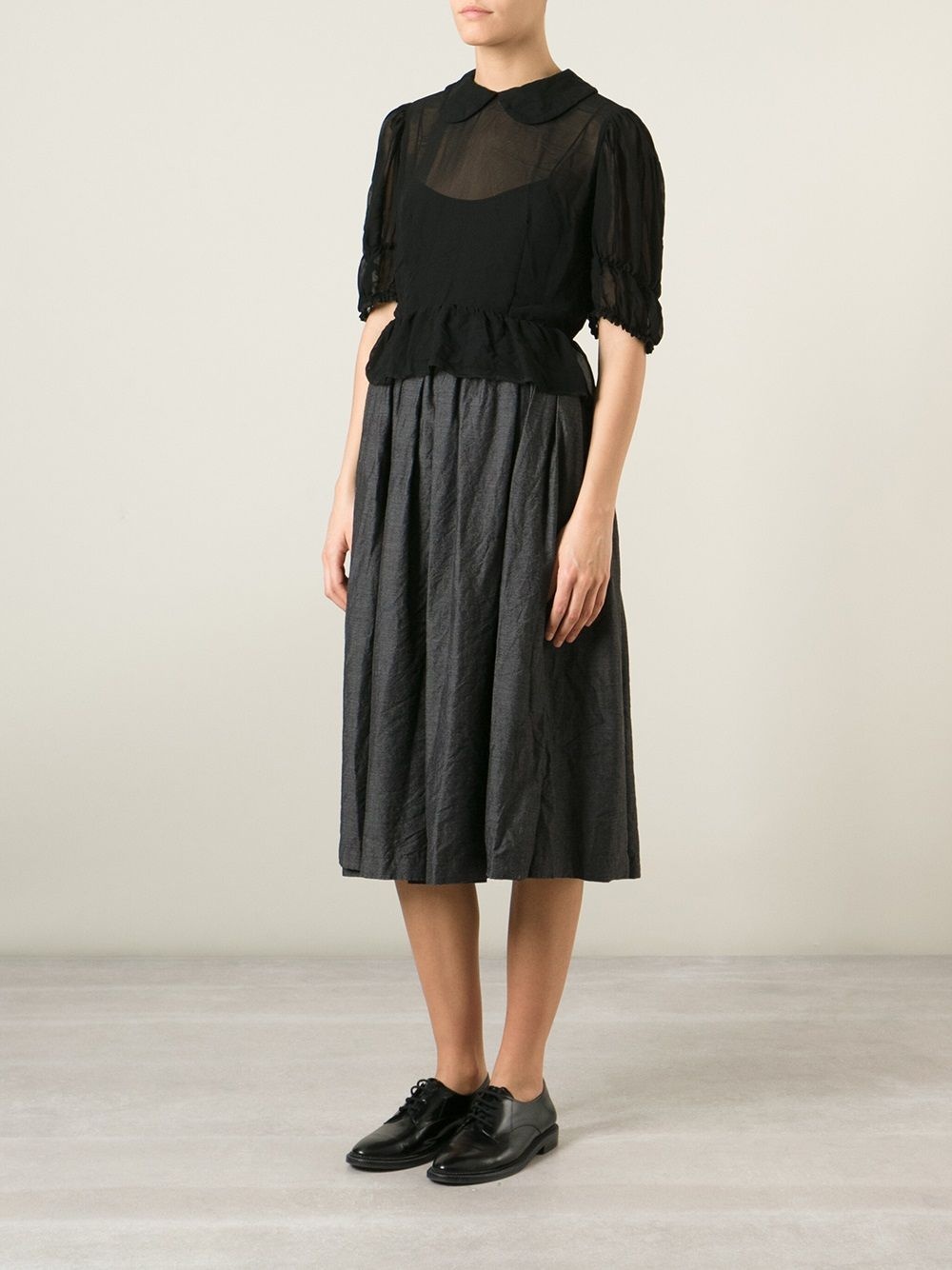 peter pan collar sheer blouse - 6