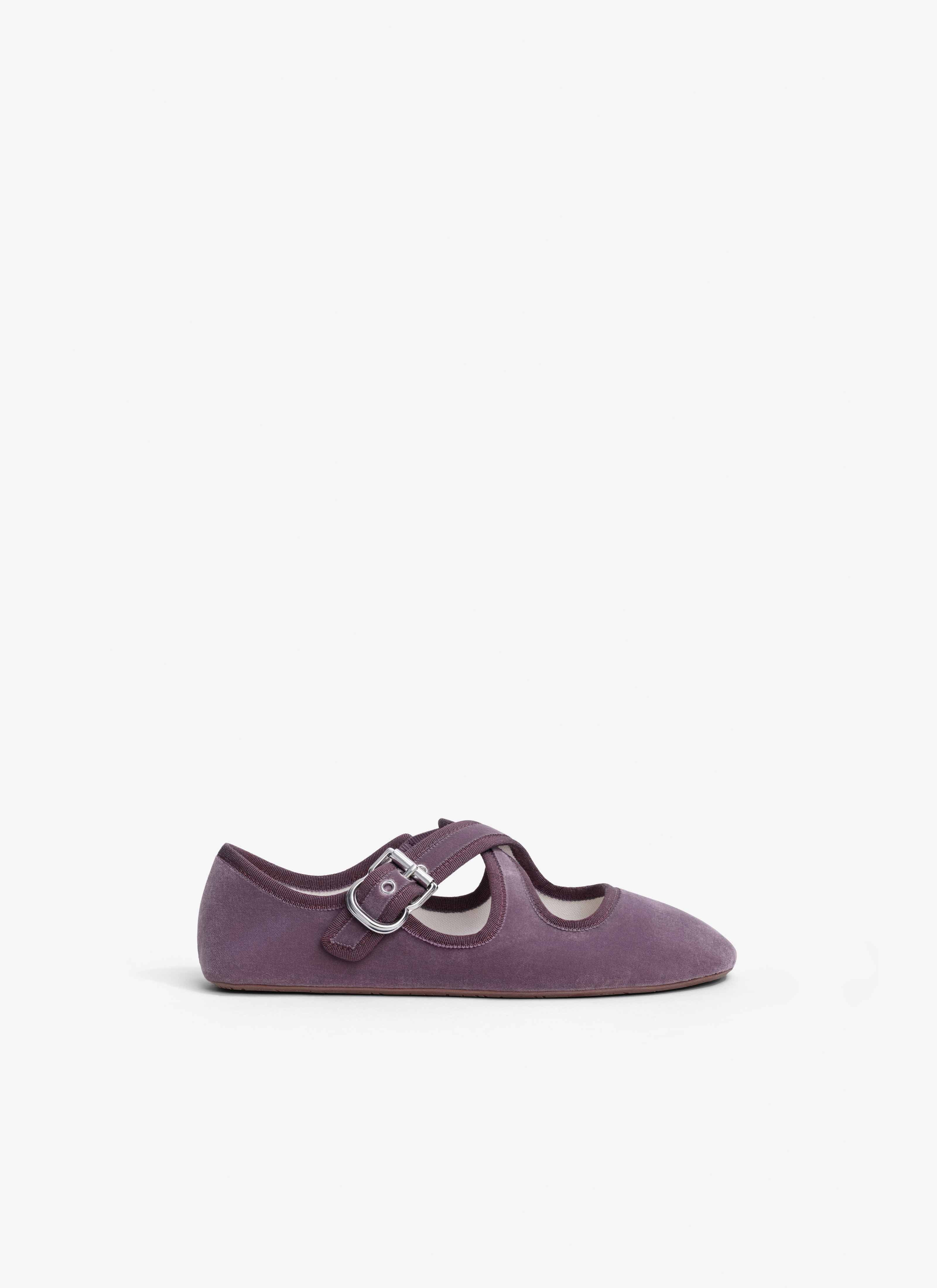 CRISS CROSS BALLET FLATS IN VELVET - 1