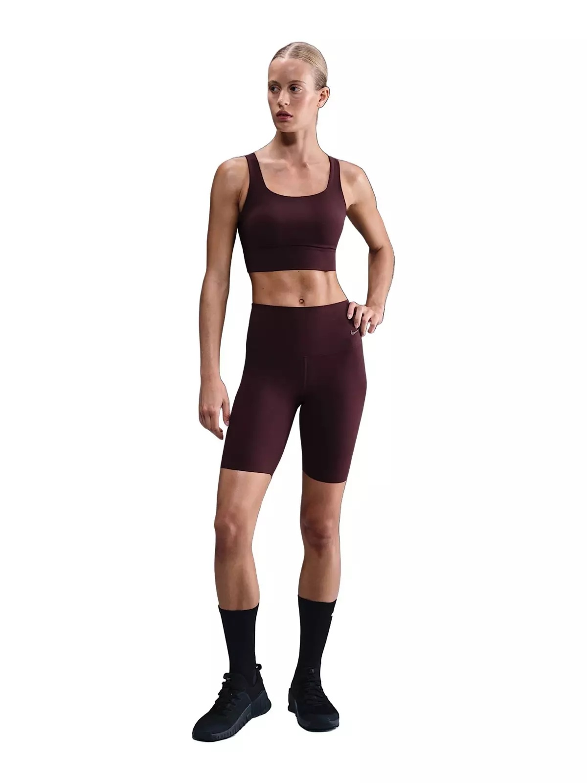 Women's Zenvy Medium-Support Padded Longline Sports Bra -Burgundy - 4