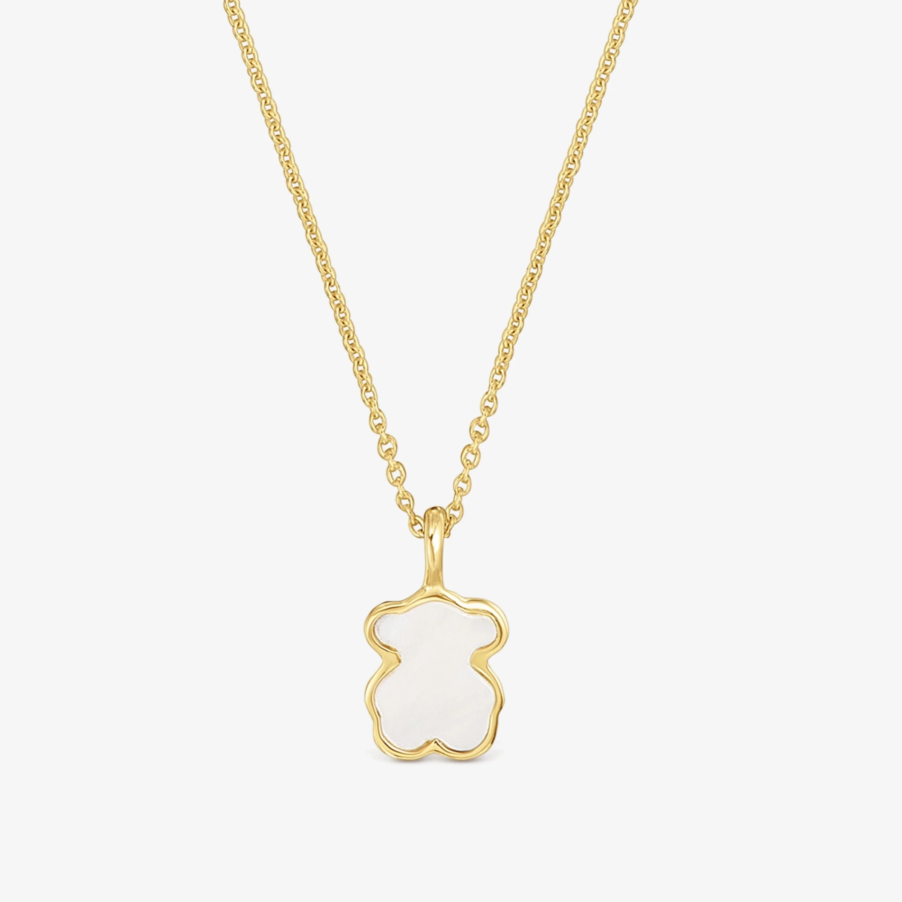 Short 14K solid gold Necklace with mother-of-pearl XXS - 1