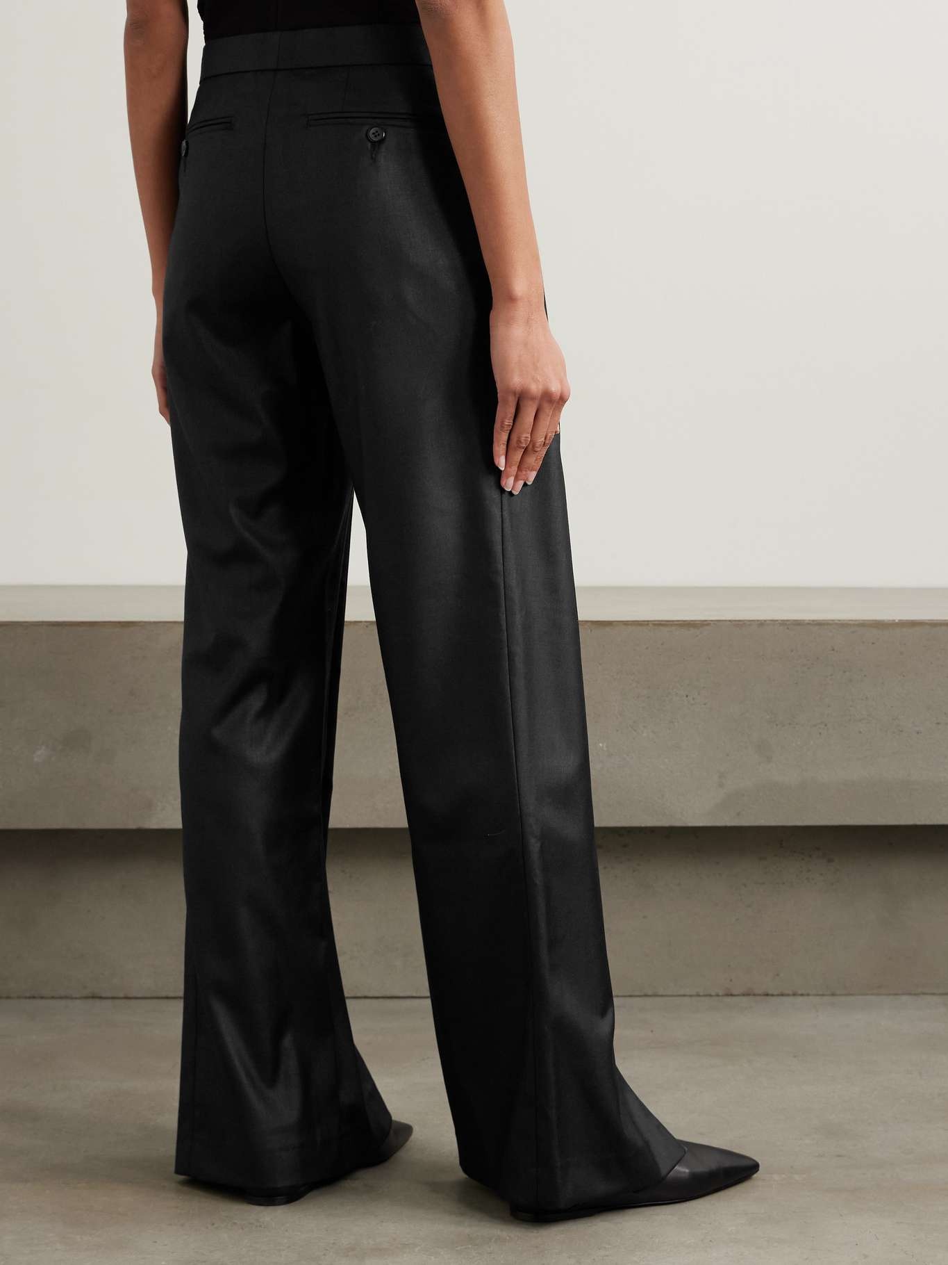Symmetrical layered wool-blend wide-leg pants - 3