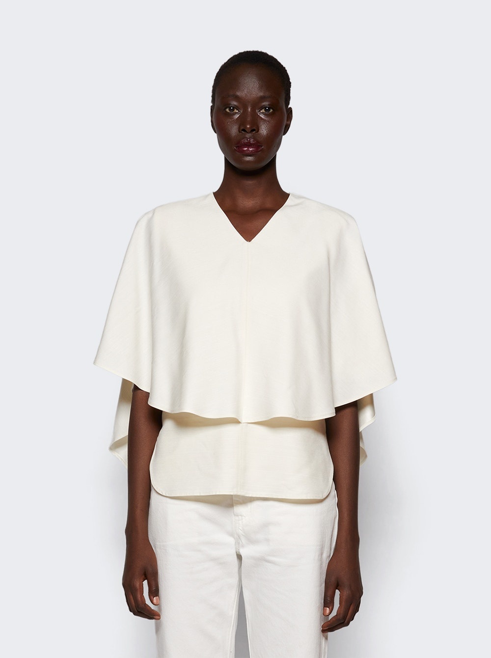 Cape V-neck Blouse Ivory - 3