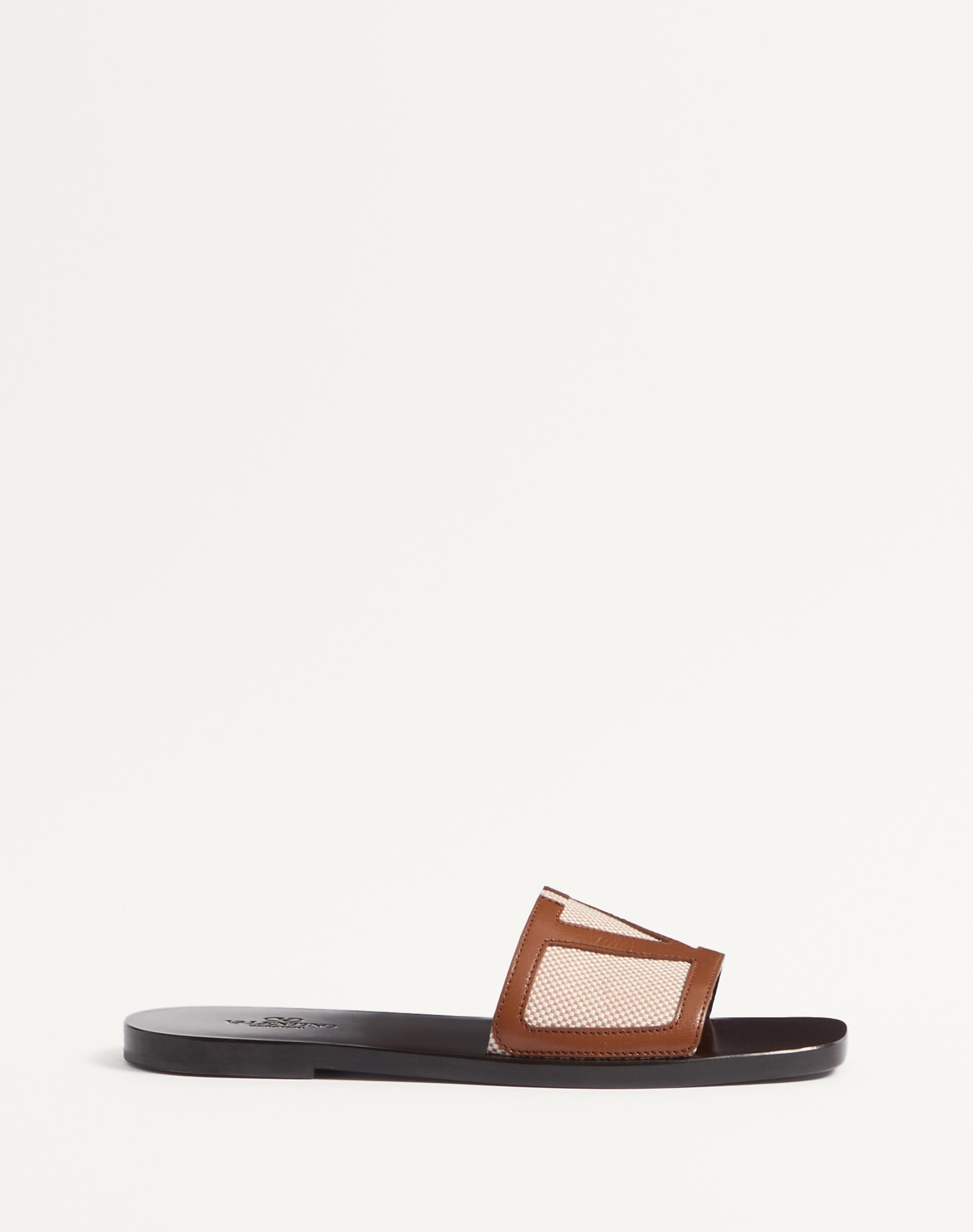 Valentino VIVA SUPERSTAR SLIDE SANDAL IN CANVAS FABRIC AND