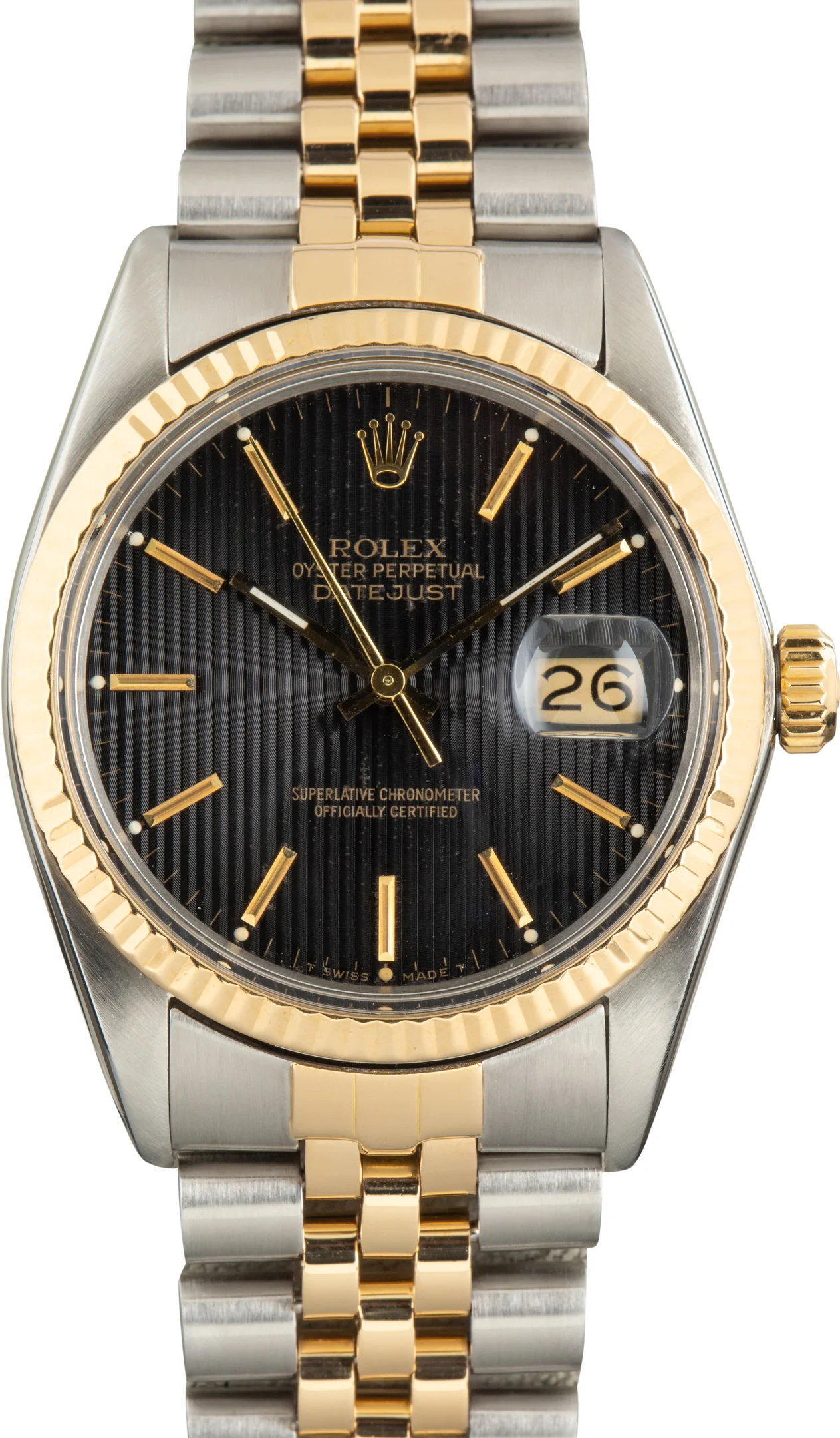 Used Rolex Datejust 36 Ref 16013 Black Tapestry Dial - 1