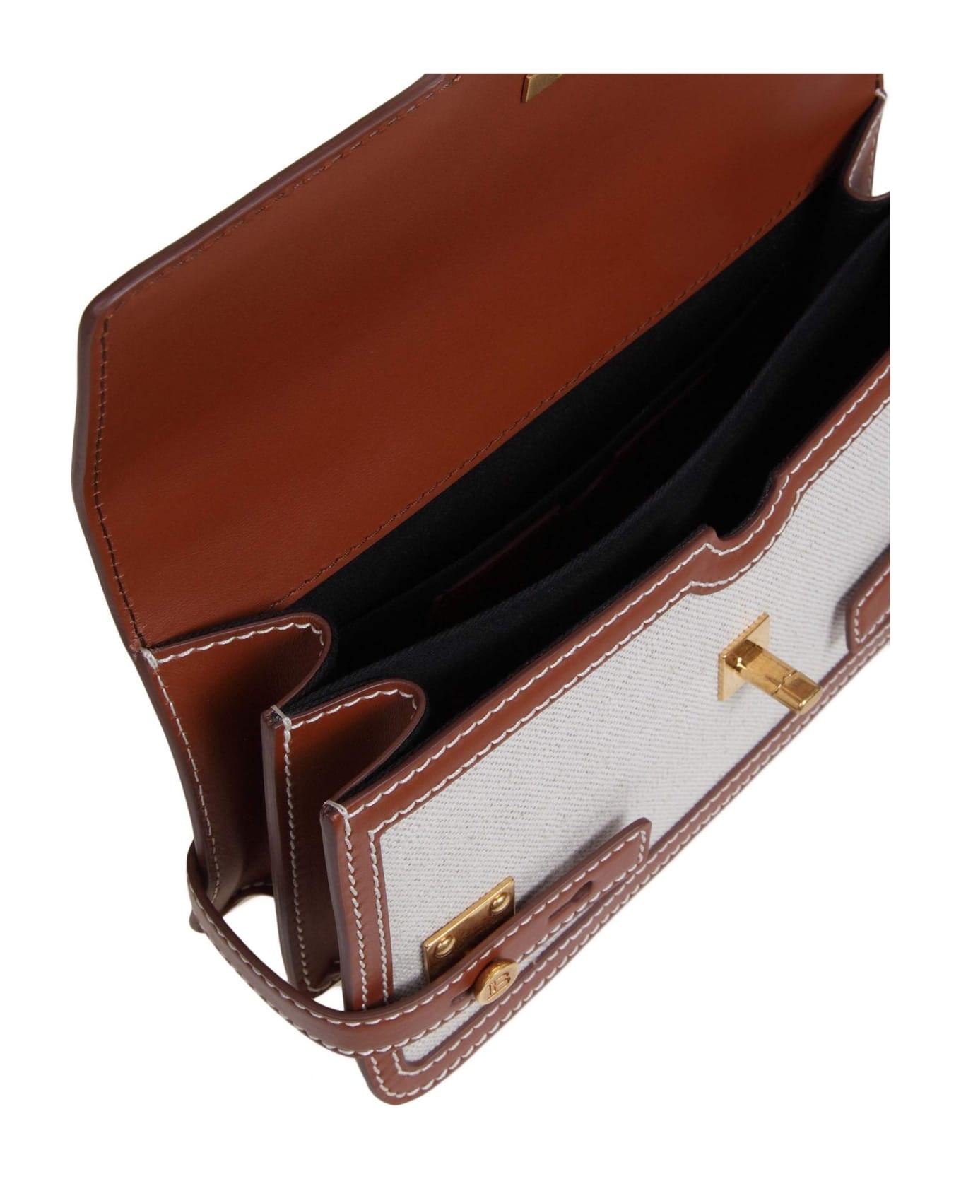 Balmain B-buzz 24 Handbag In Leather And Canvas - 4