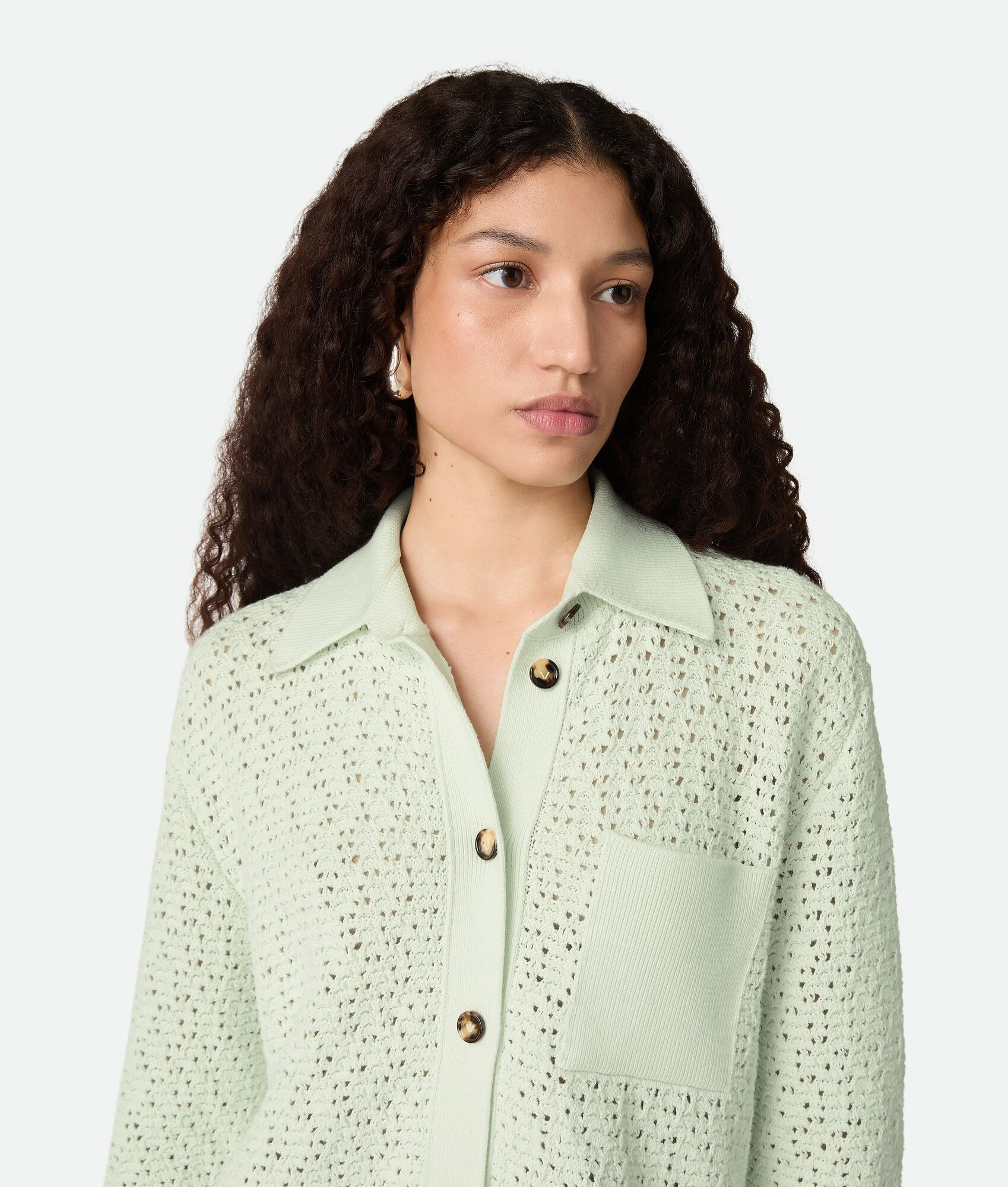 Cotton Crochet Knit Shirt - 4