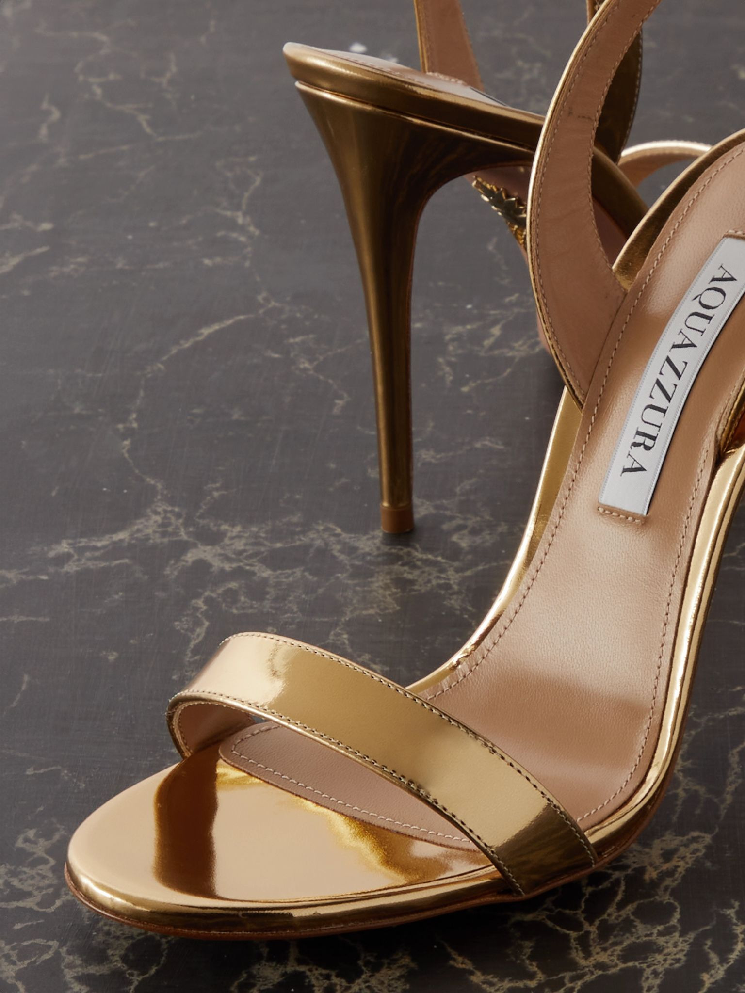 So Nude 105 mirrored-leather slingback sandals Gold - 4