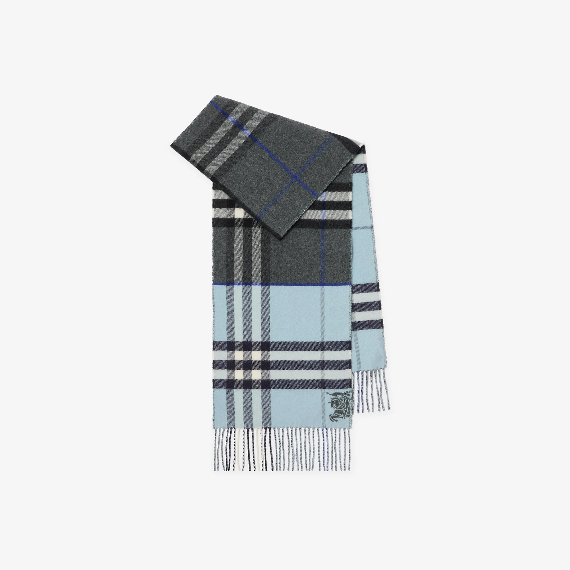 Contrast Check Cashmere Scarf - 1