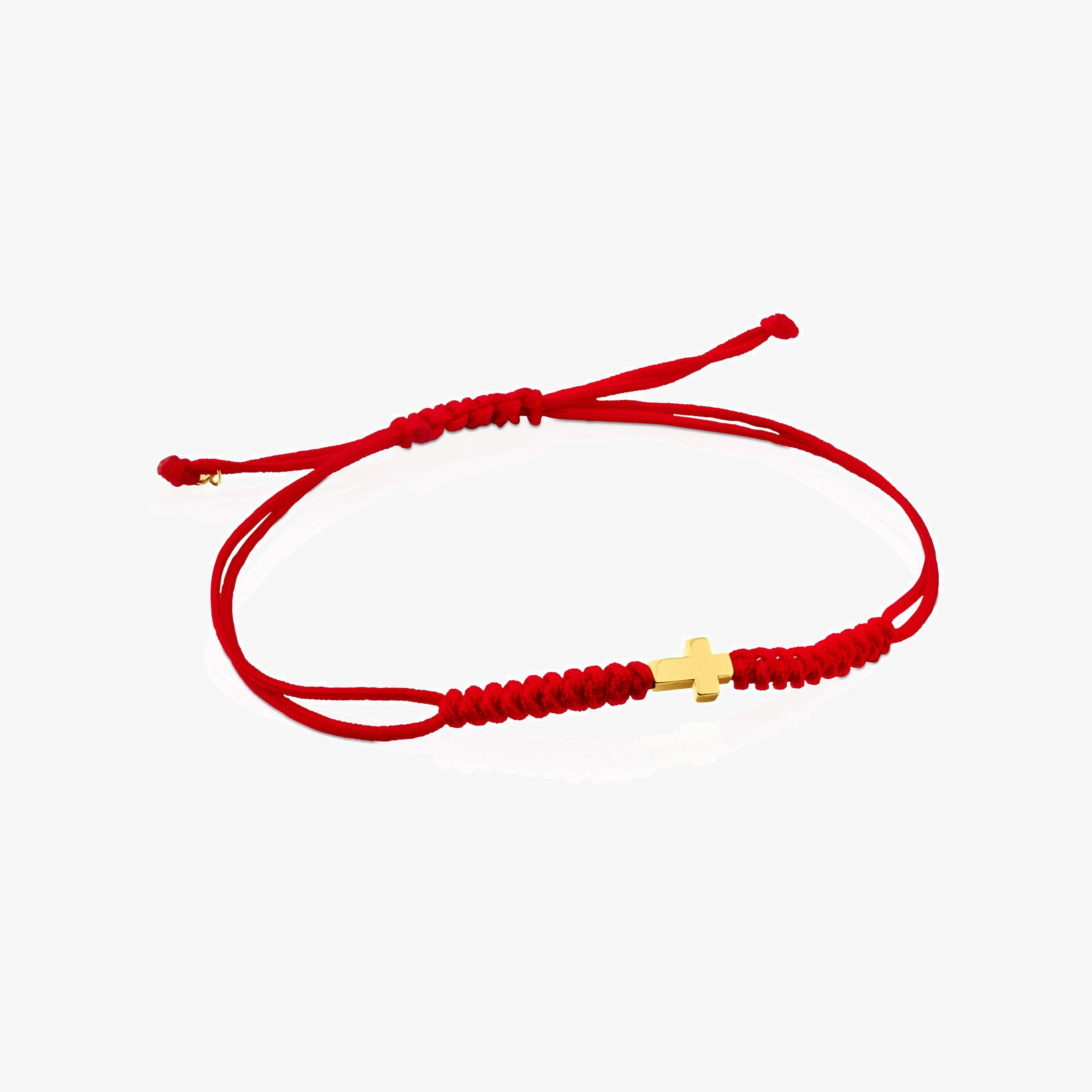 Red Cord and 24 K solid gold Sweet Dolls XXS cross Bracelet - 1