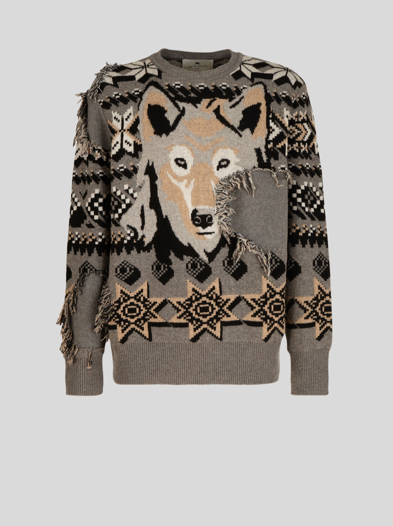 JACQUARD INTARSIA SWEATER WITH WOLF 1