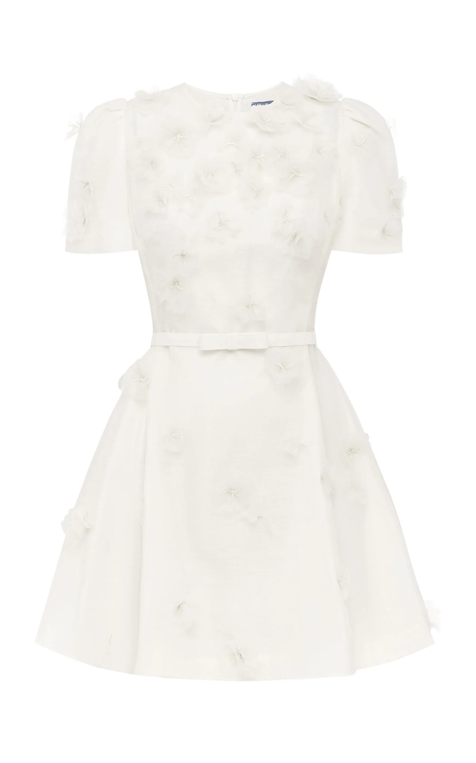 Elyse Petal-Embellished Linen-Silk Mini Dress white - 1