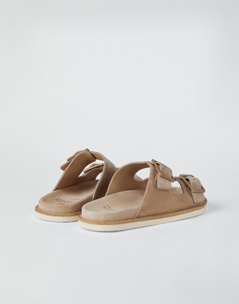 Brunello Cucinelli Washed suede urban slides outlook