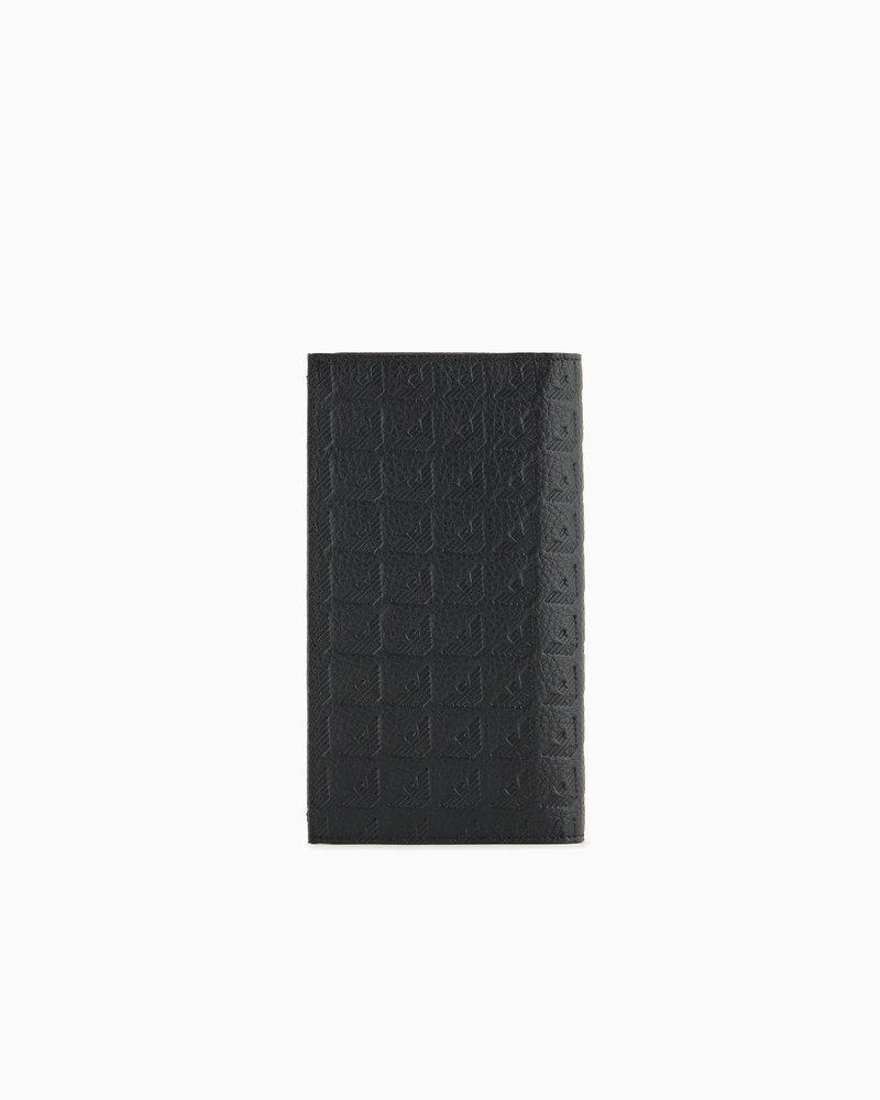 EMPORIO ARMANI LEATHER LARGE CURRENCY HOLDER WITH ALL-OVER EMBOSSED EAGLE outlook