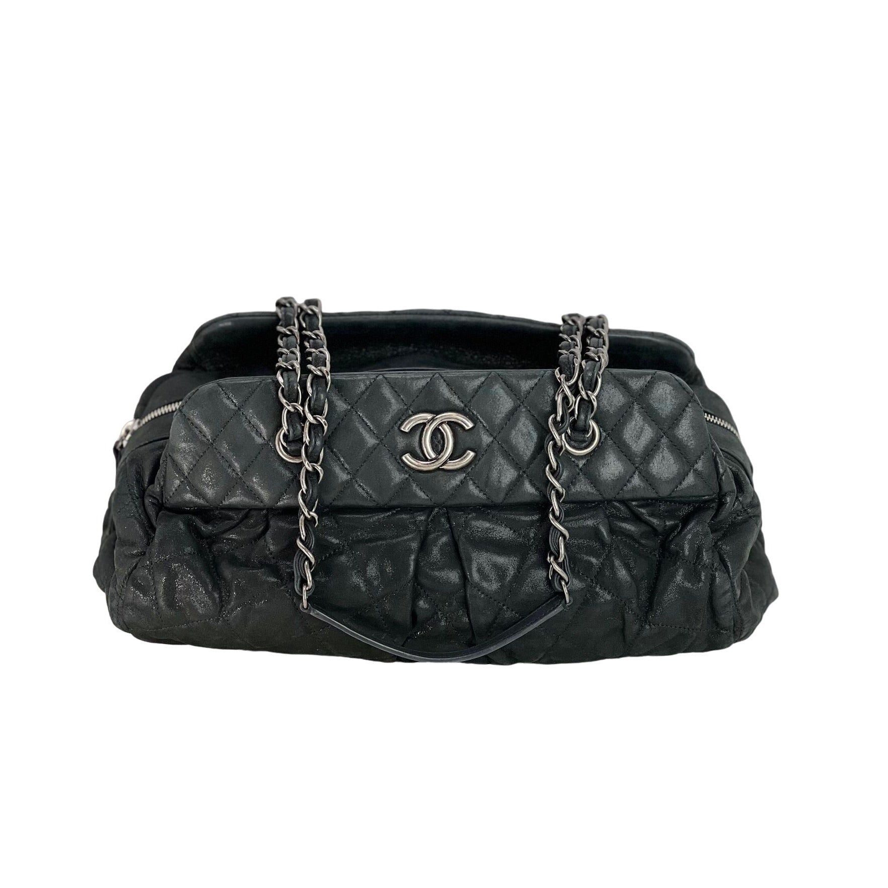 CHANEL Chanel Iridescent Calfskin Quilted CC Tote Black, gmayer1