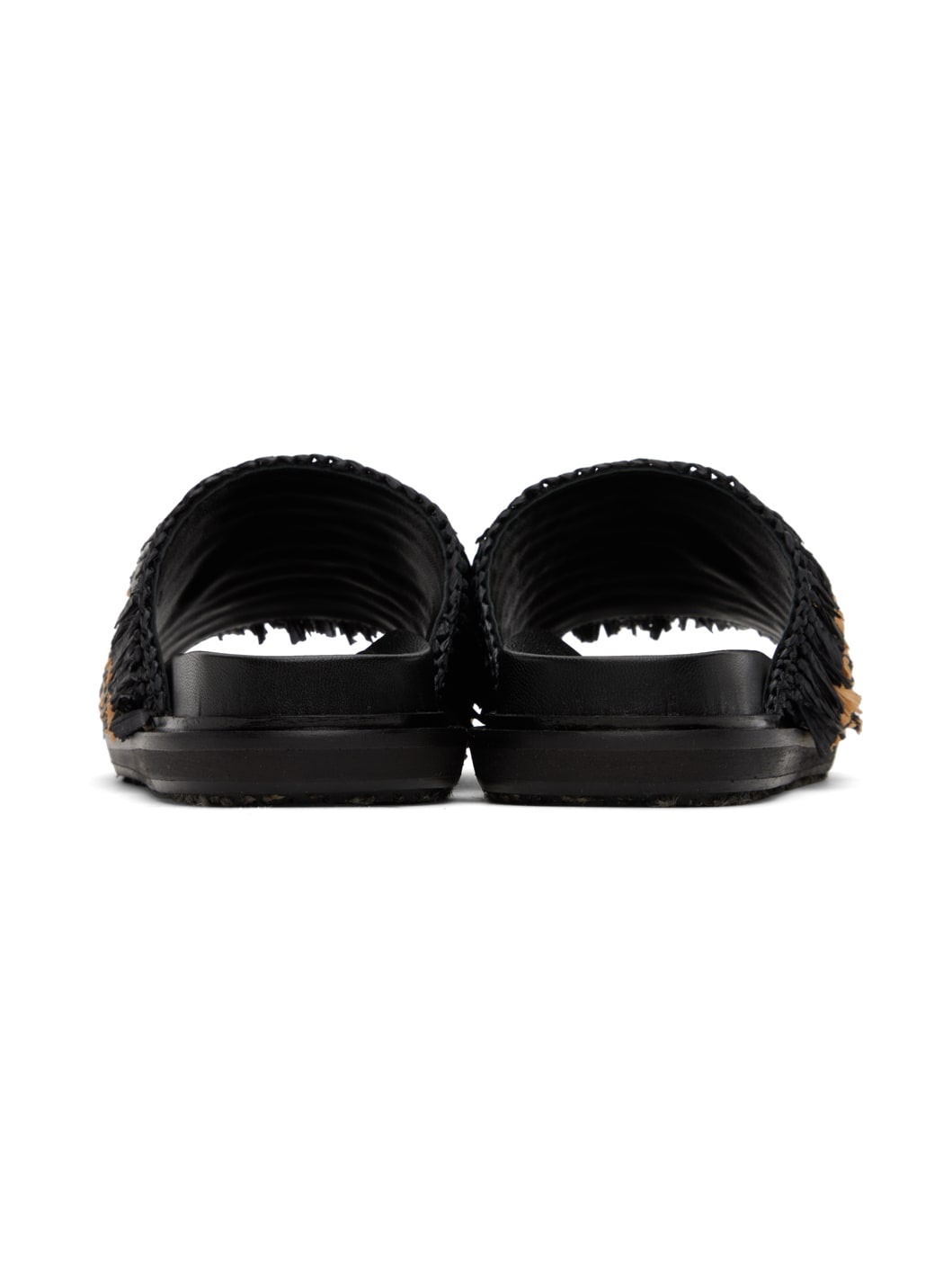 Black & Beige Fringe Sandals - 2