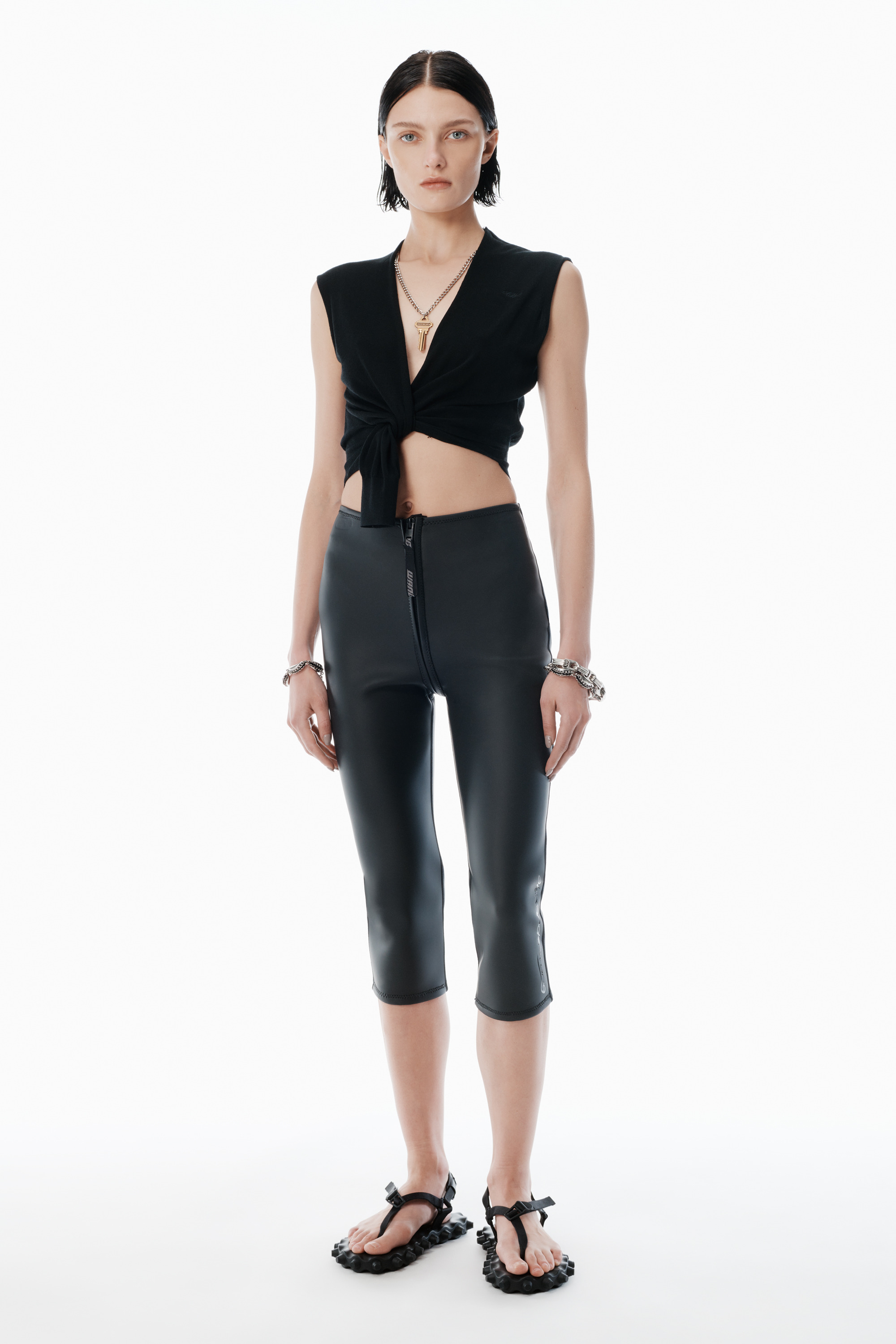 Black Merino Wool Nameplate Top - 5