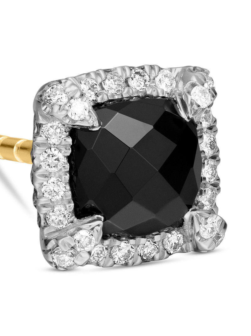 Women's Petite Chatelaine Pavé Bezel Stud Earrings in Sterling Silver - Black Onyx 4