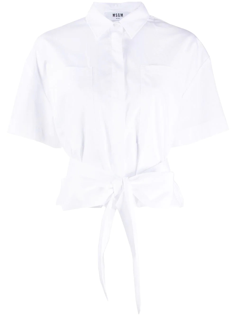 tie-waist short-sleeve shirt - 1