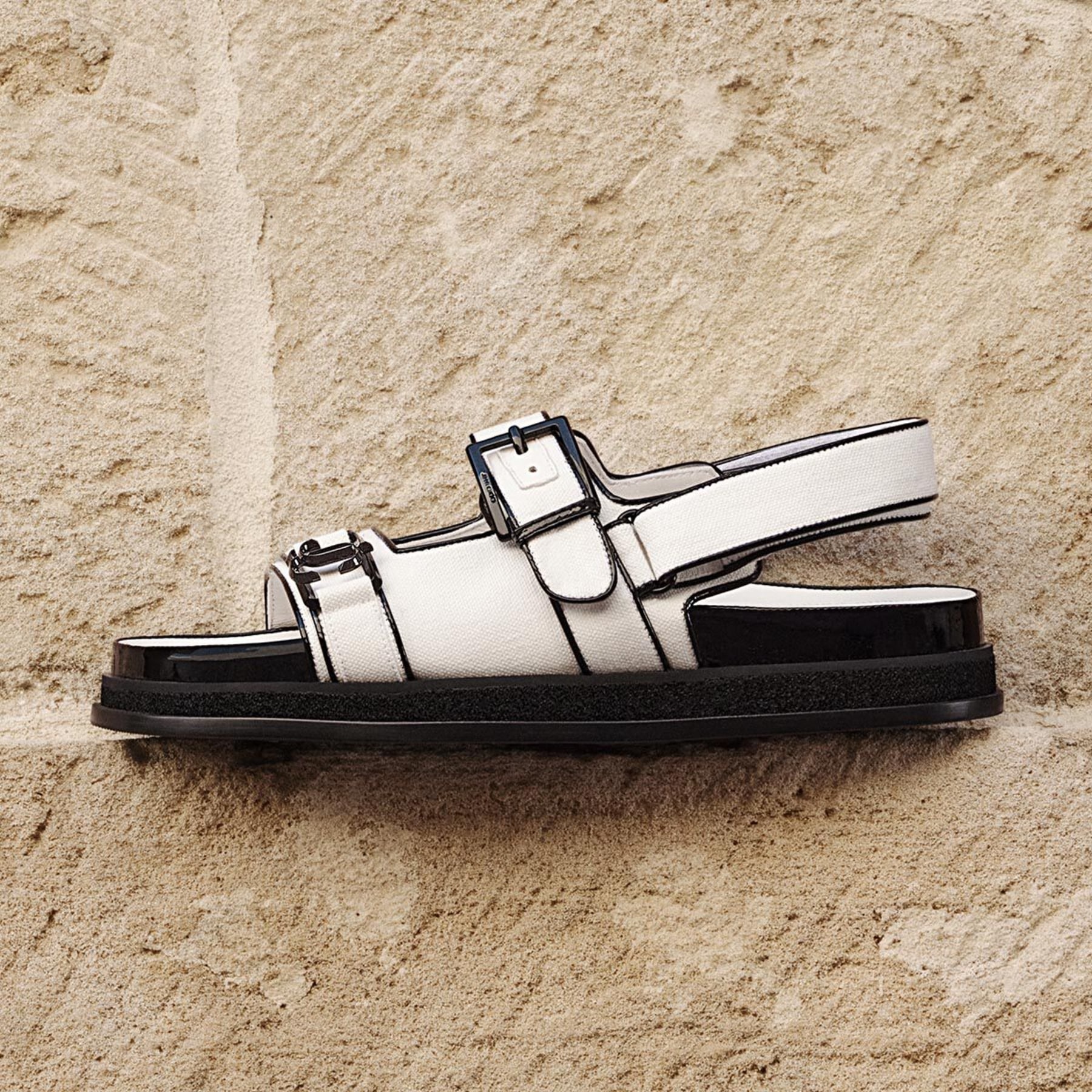 【JIMMY CHOO】Elyn Flat バイカラー リネンフラットサンダル JIMMY CHOO】Elyn Flat バイカラー リネンフラットサンダル Elyn