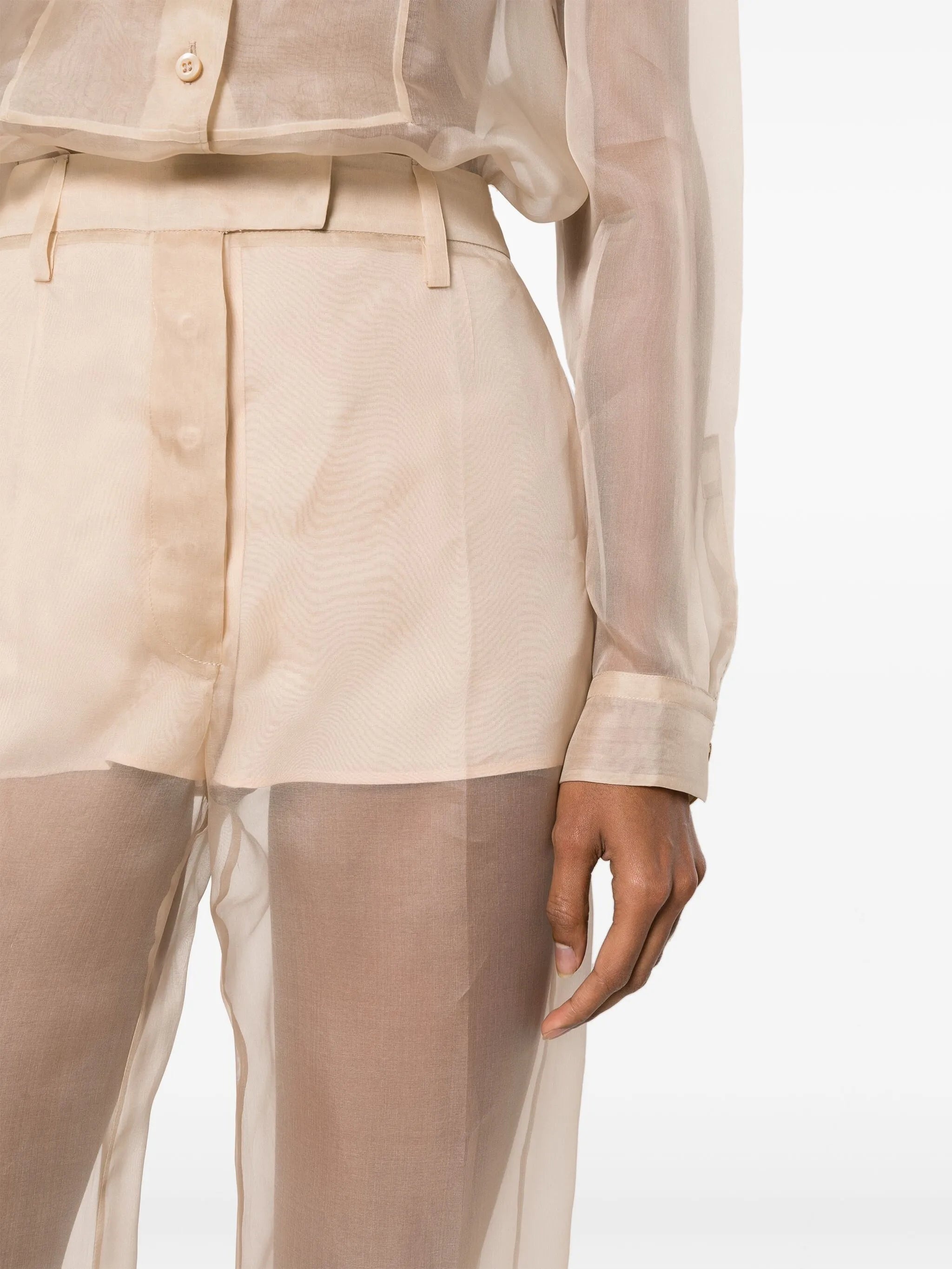 Pressed-crease Organza Trousers - 5