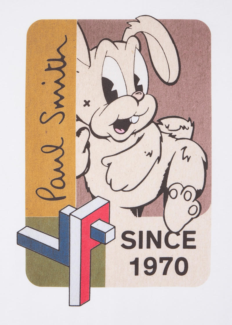 Paul Smith Slim-Fit White '1970 Bunny' Print T-Shirt outlook