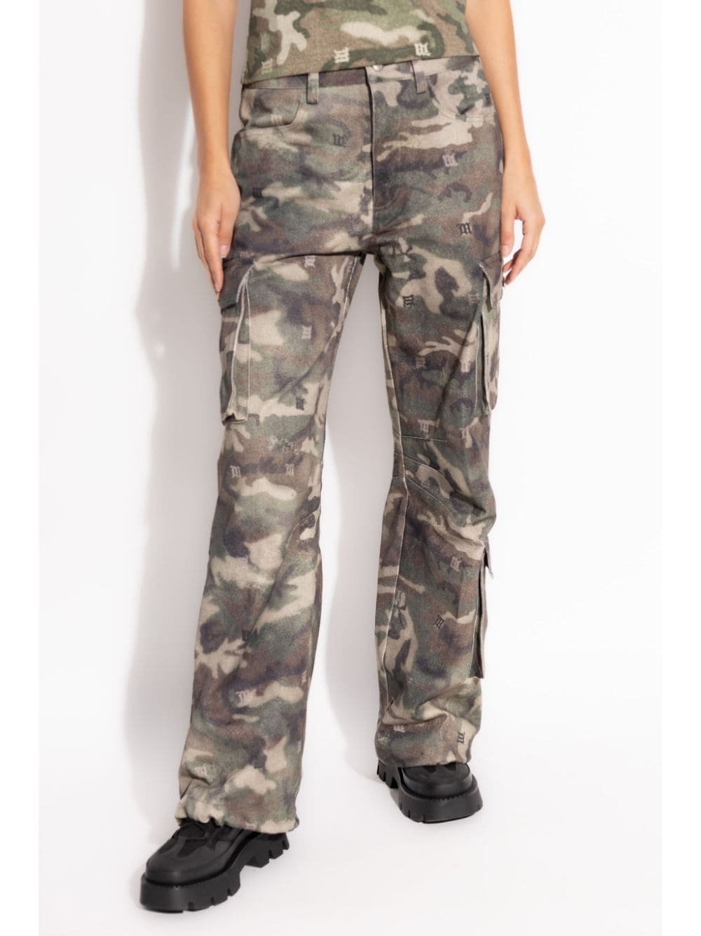 camouflage-print flared trousers - 3