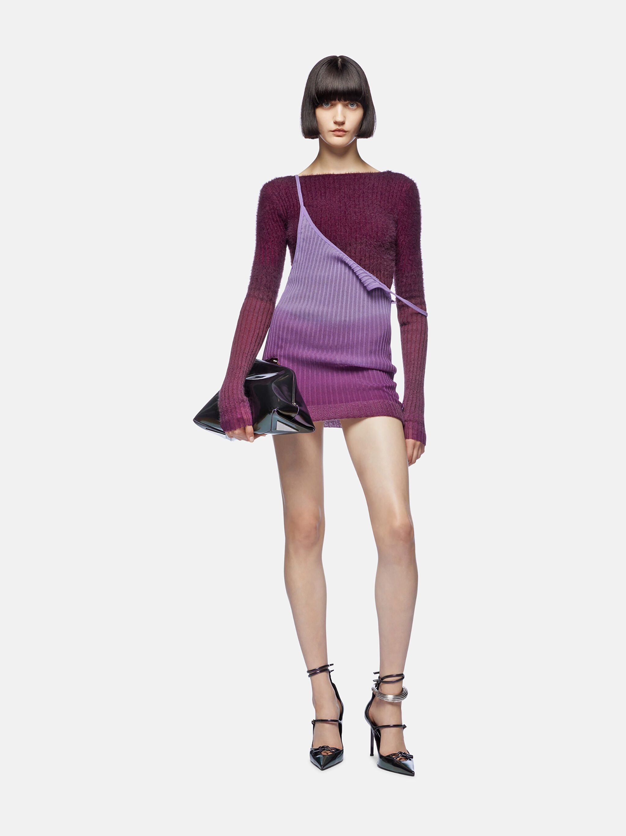 PURPLE AND BURGUNDY DEGRADÈ MIDI DRESS - 5