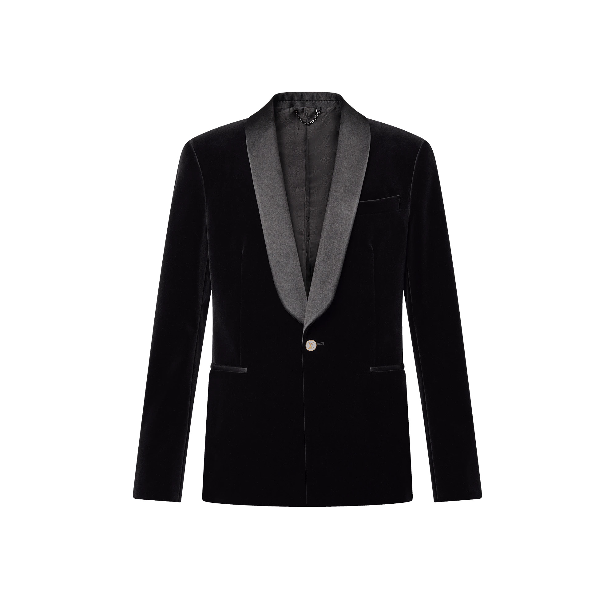 Single-Breasted Velvet Tuxedo Jacket - 1