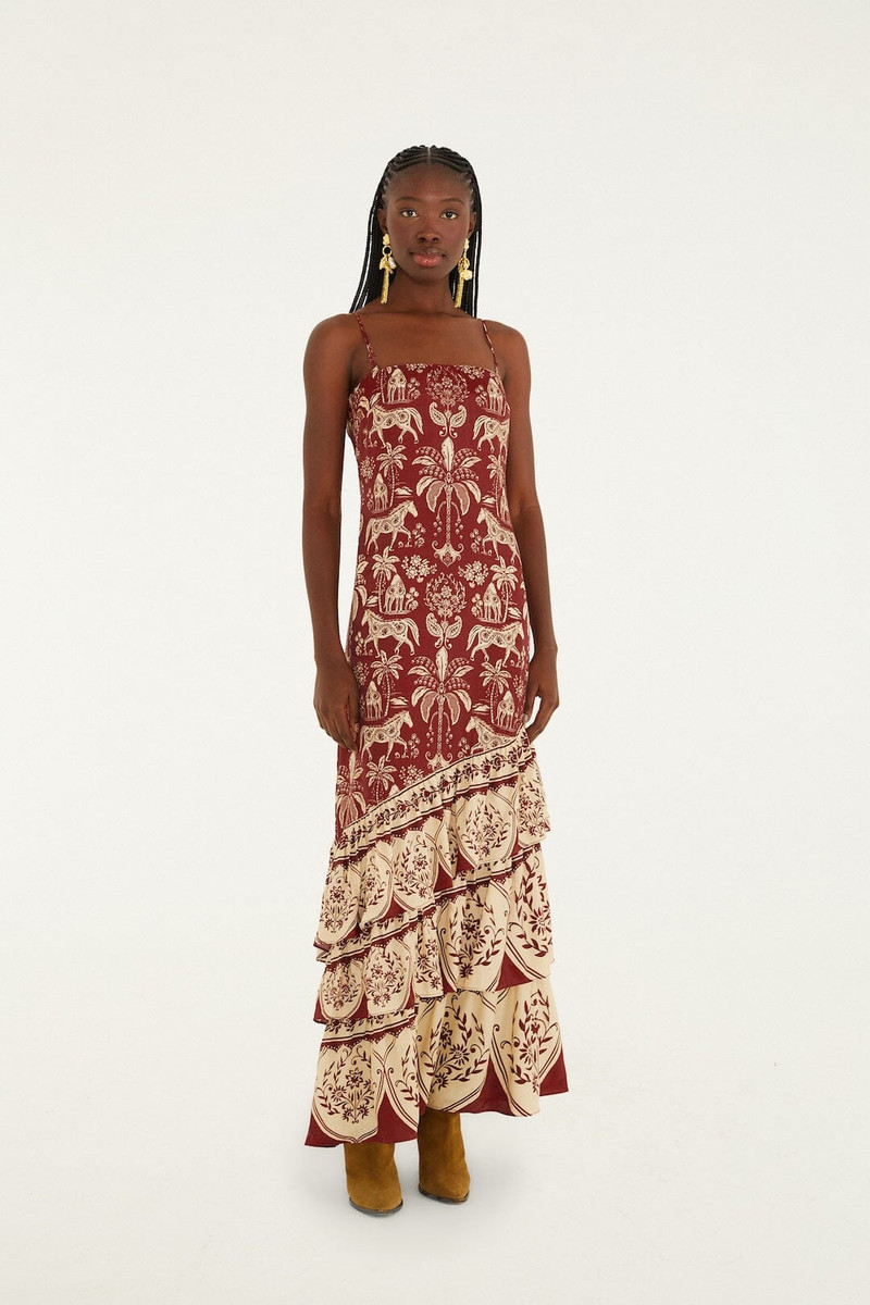 Dark Red Haras Sleeveless Lenzing™ Ecovero™ Viscose Maxi Dress 1