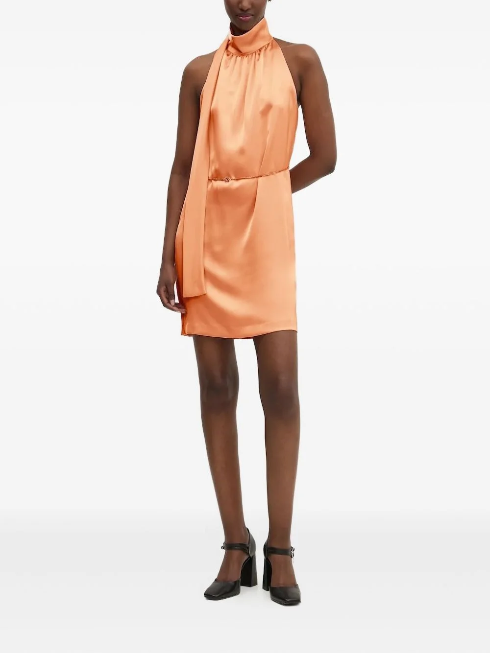halter-neck satin mini dress - 1