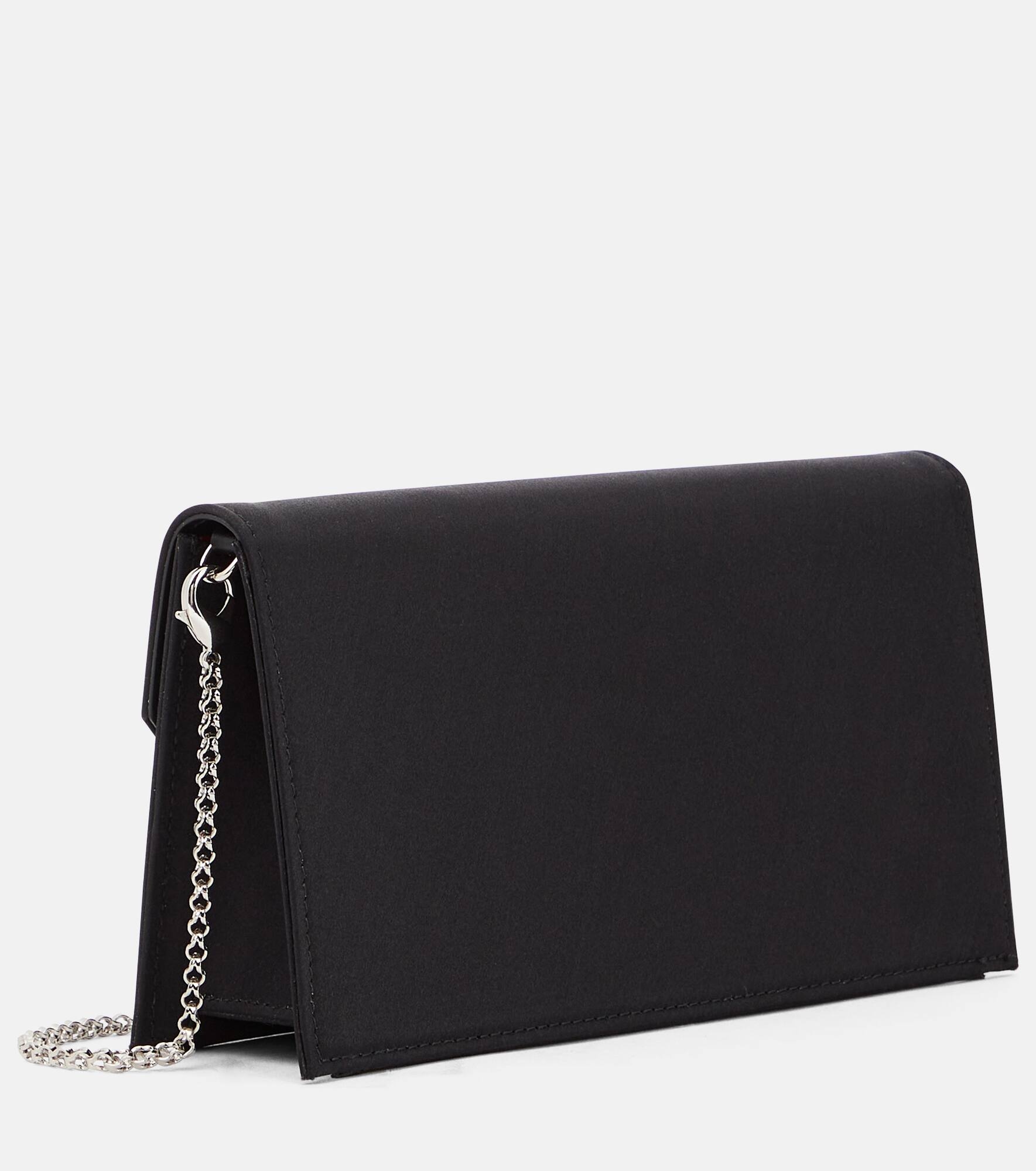 Loubi54 Small leather-trimmed silk clutch - 4