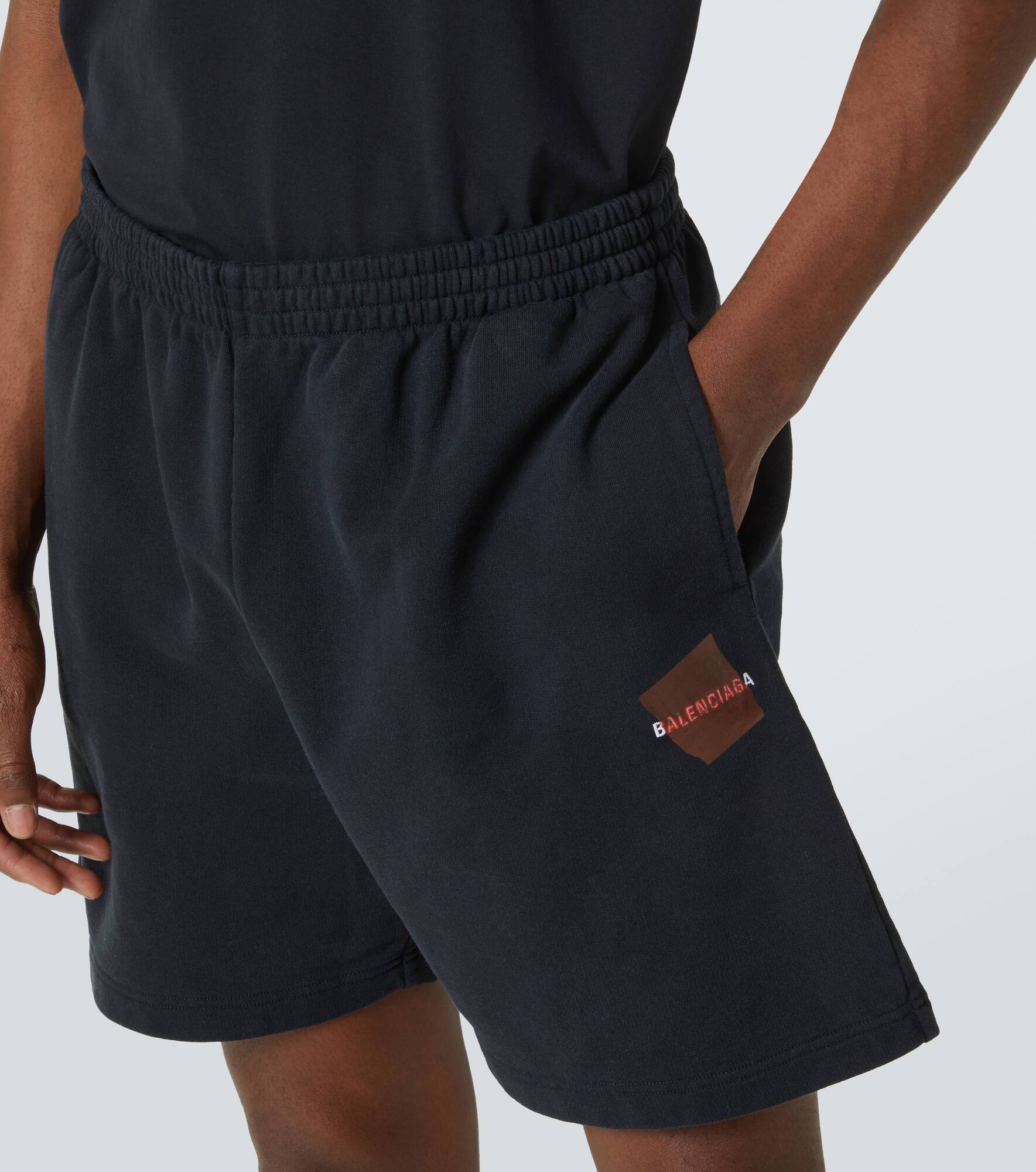 Logo cotton fleece shorts - 5