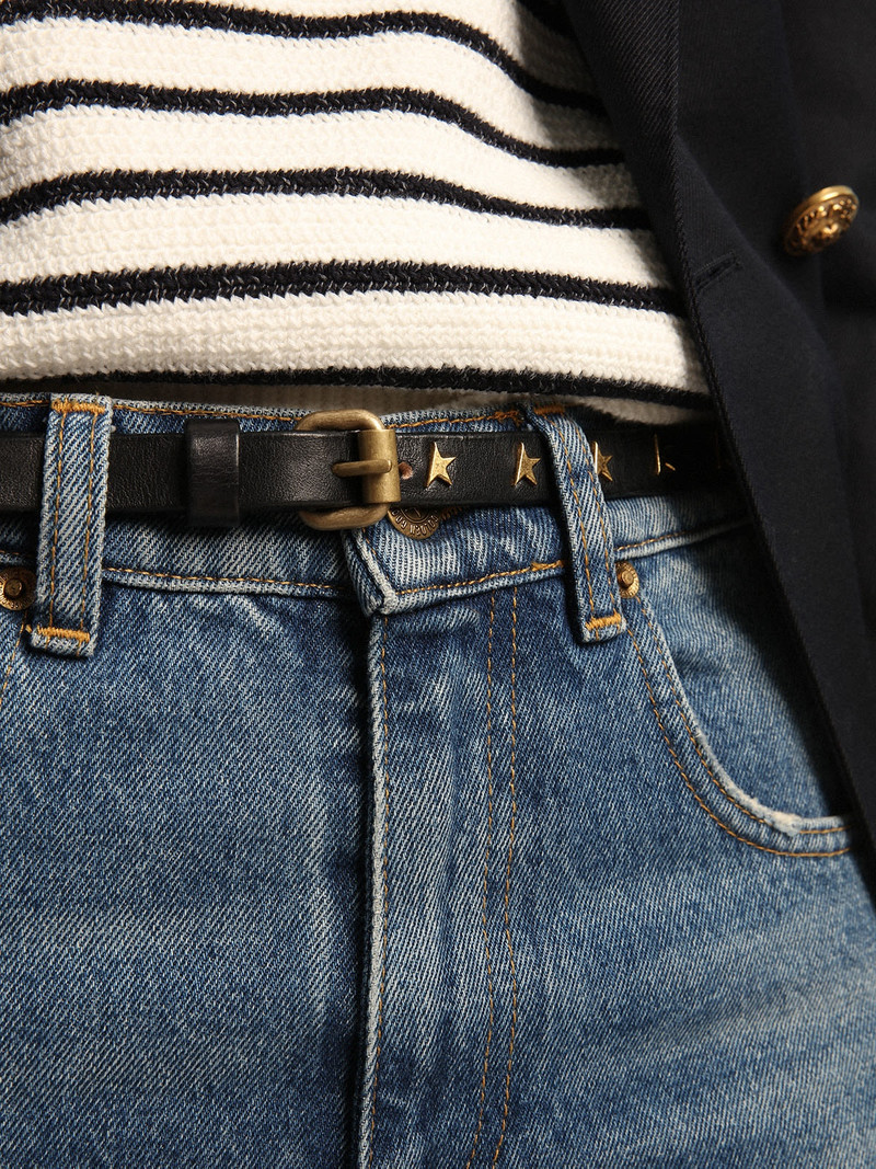 Golden Goose Women's belt in black leather with star-shaped studs outlook