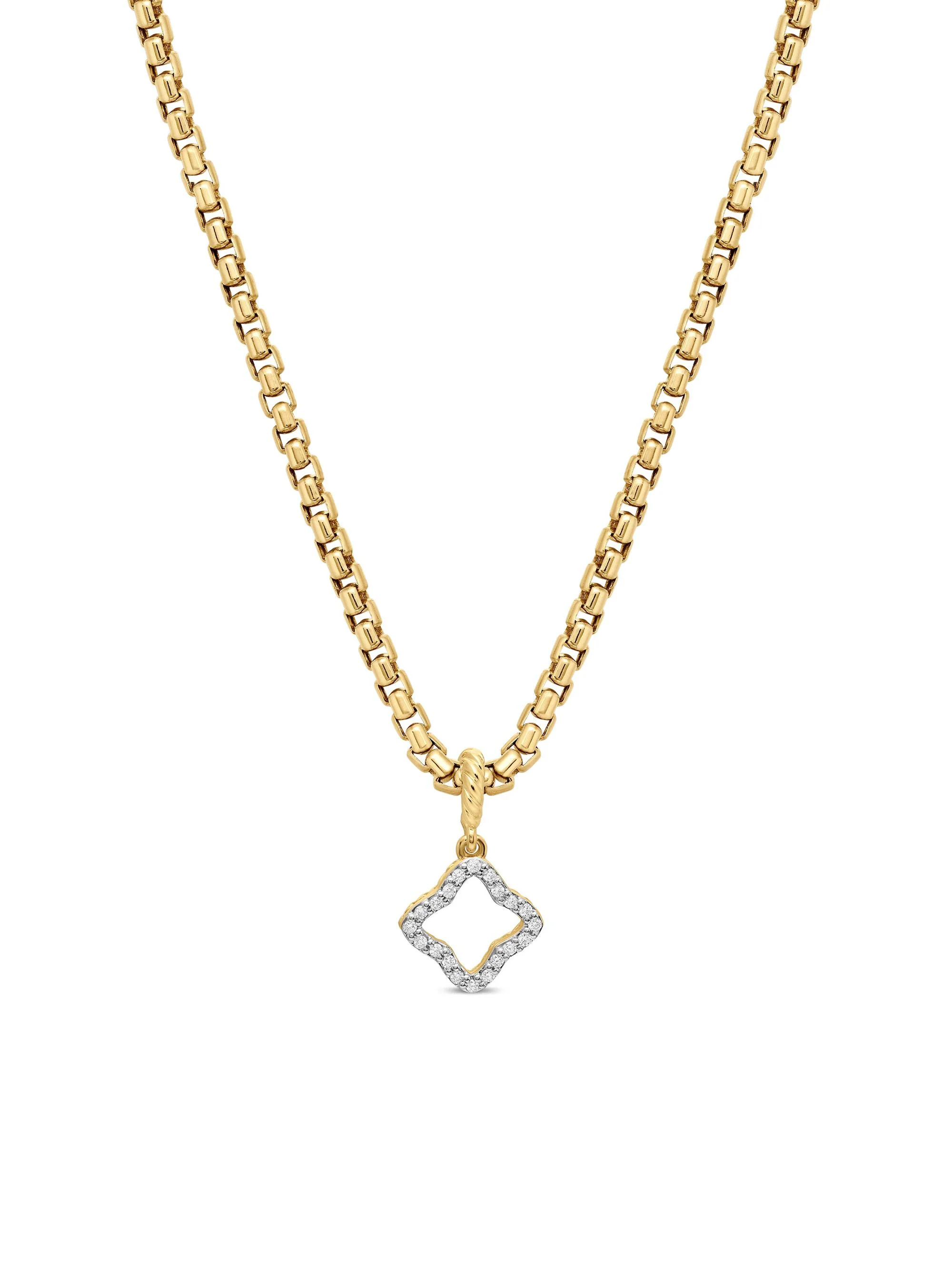 Women's Quatrefoil Amulet in 18K Yellow Gold with Diamonds, 19.7MM - Diamond - 1