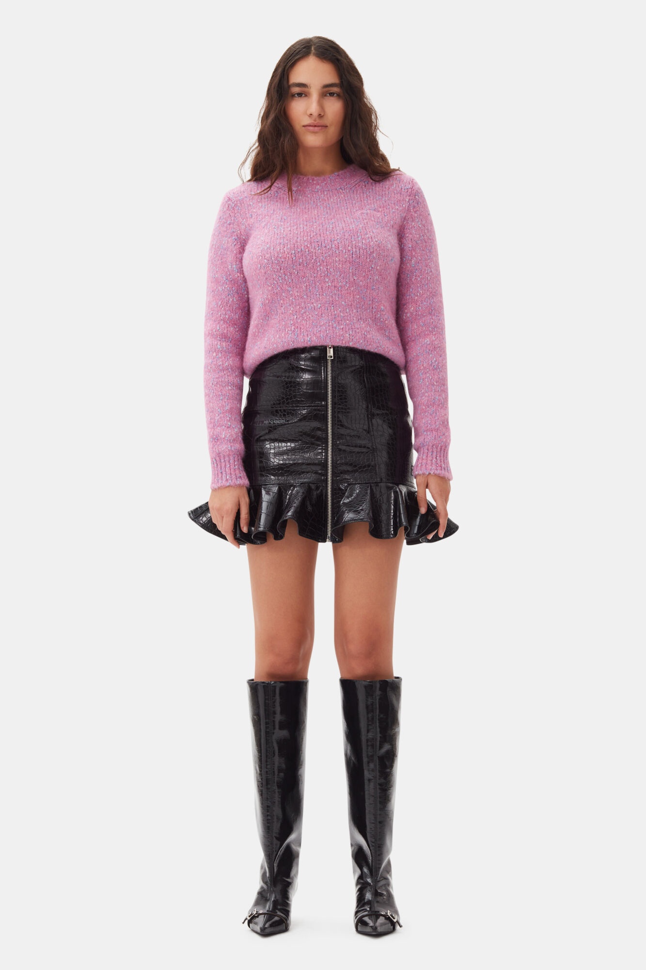 BLACK FUTURE COATED MINI SKIRT - 2