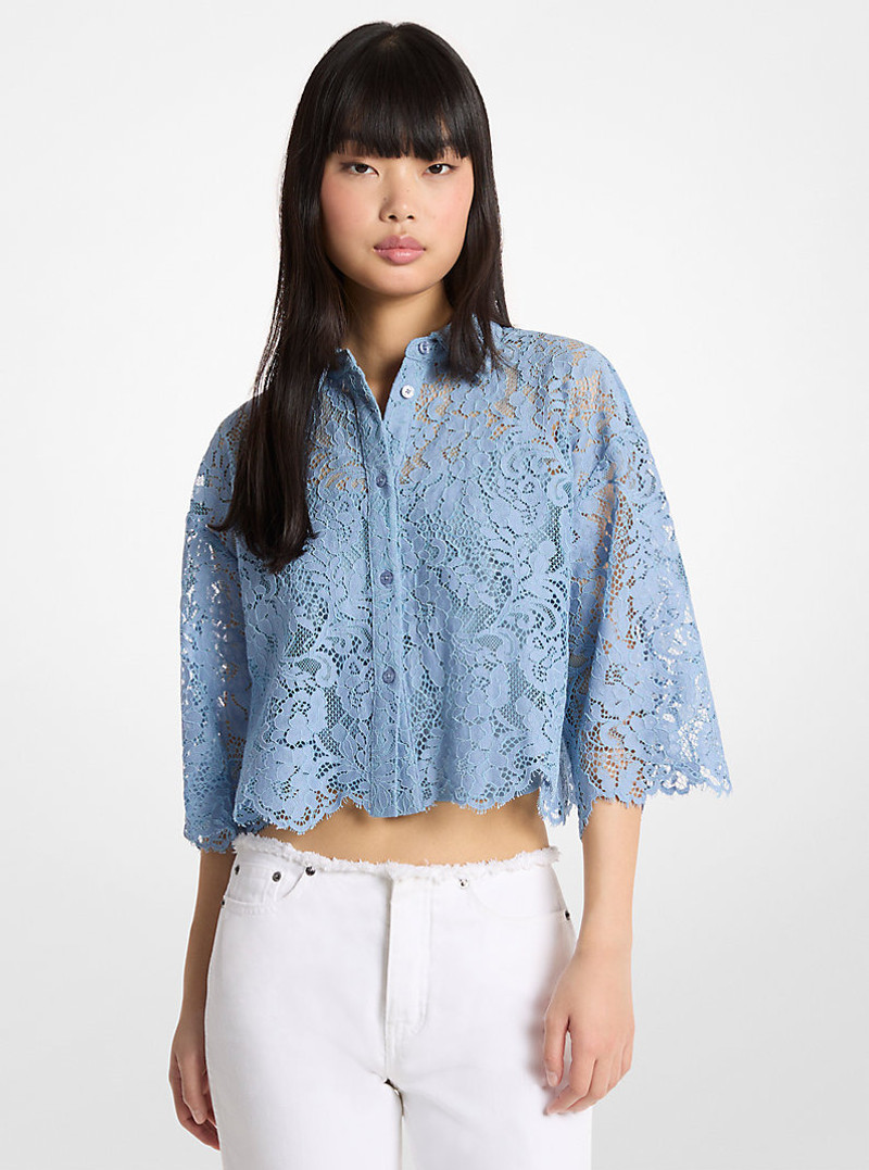 Corded Floral Lace Cropped Blouse 1