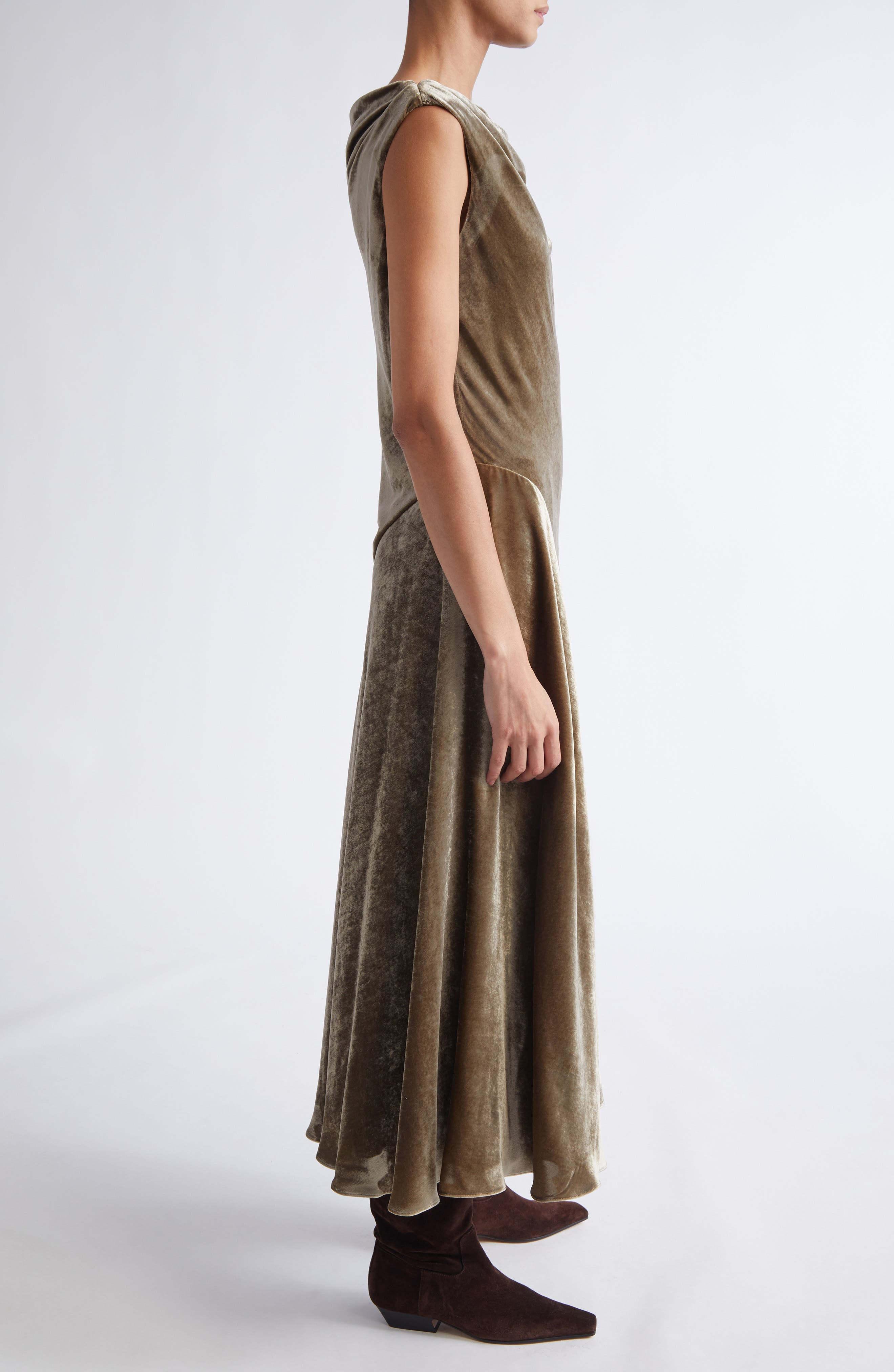 Altuzarra Drina Cowl Neck Stretch Velvet Gown in Clove at Nordstrom - 3