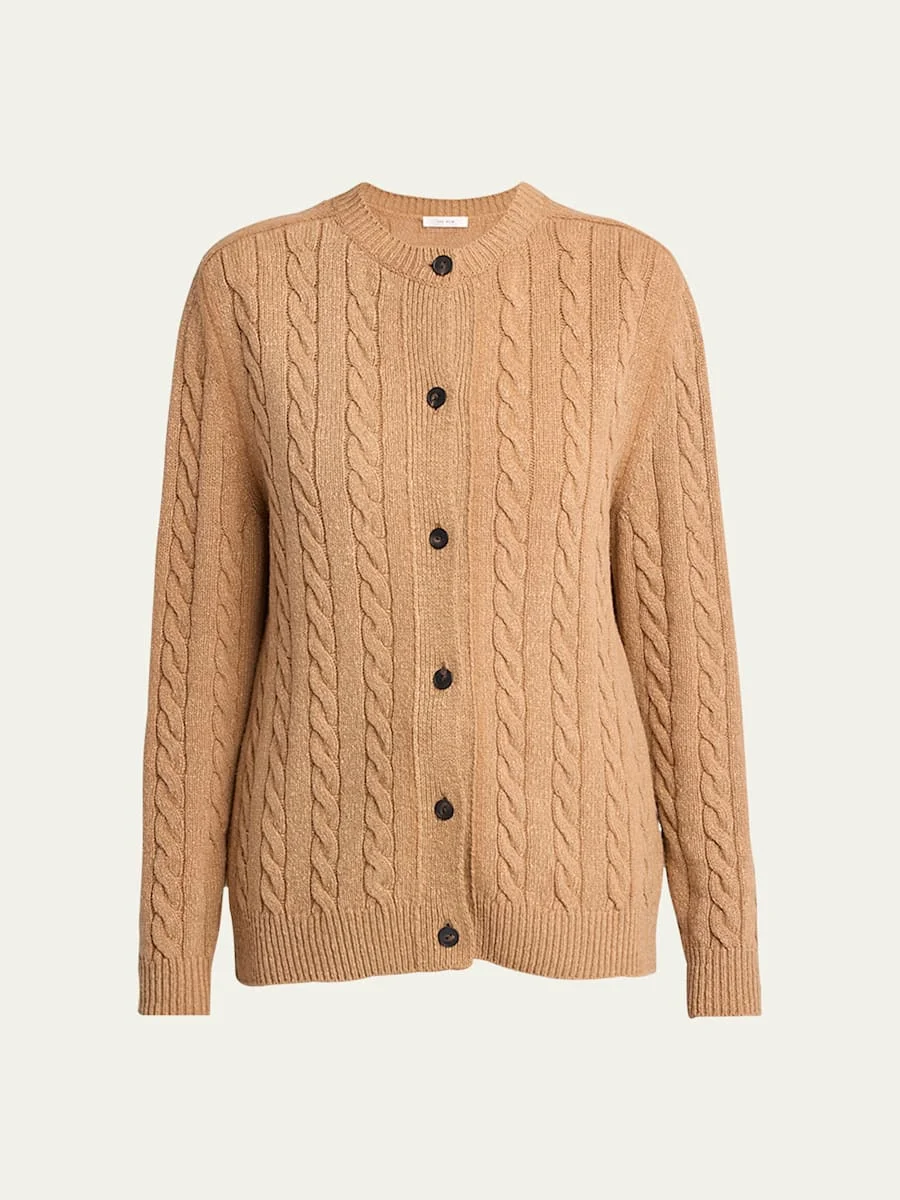 Loneke Cable Knit Crewneck Cardigan - 1