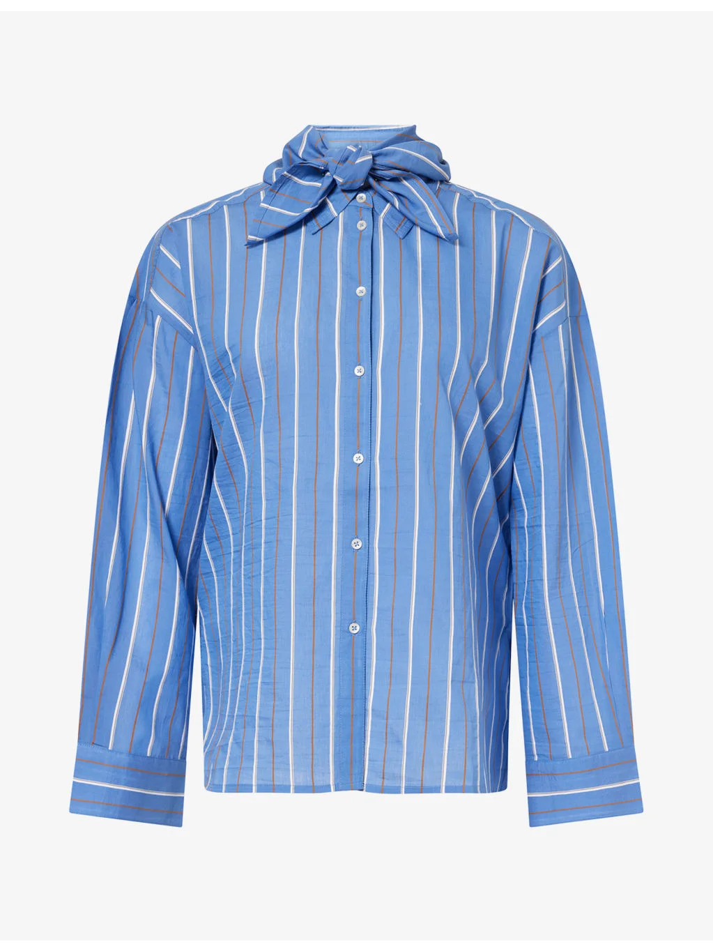 Striped Scarf Cotton-Blend Shirt - 1