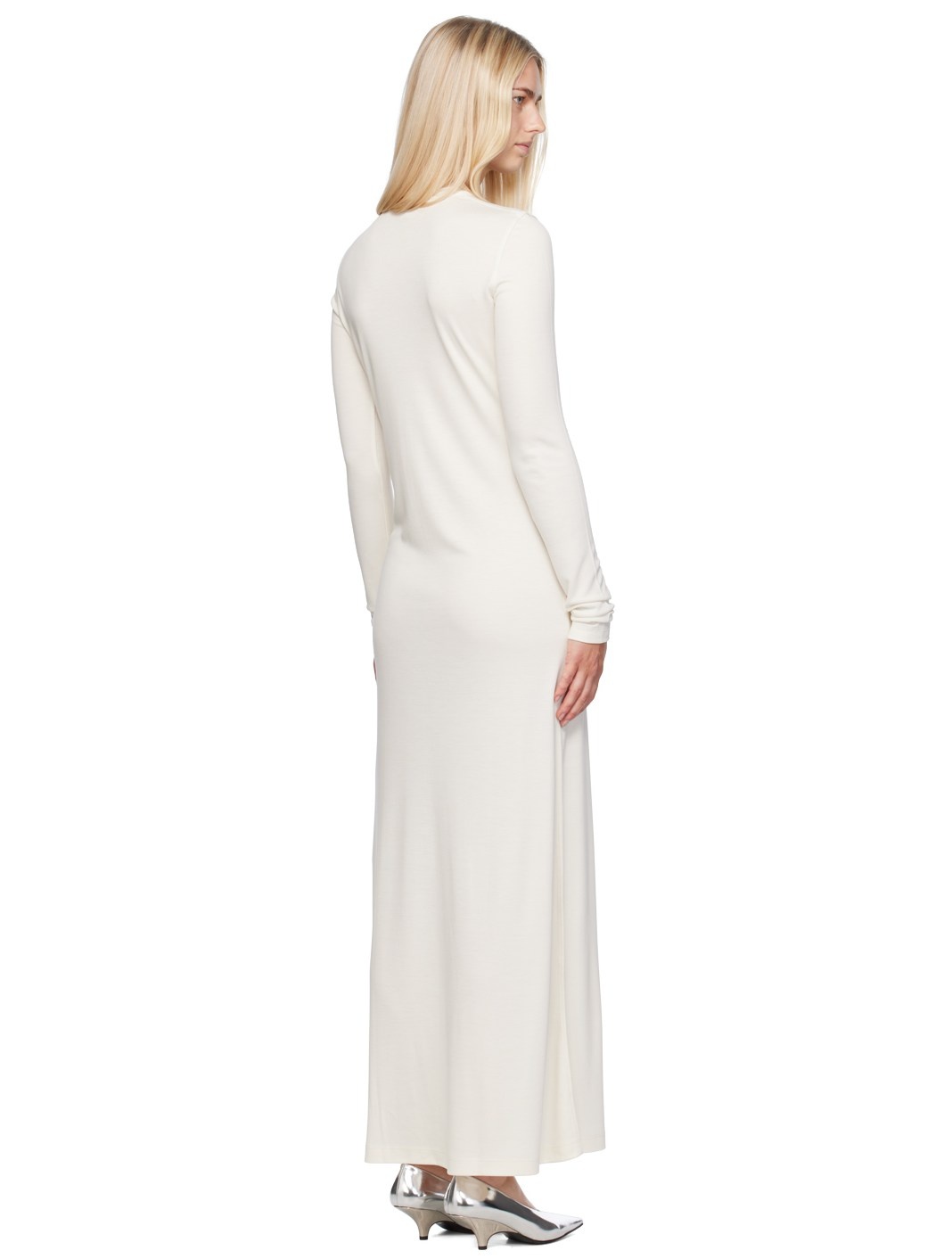 Off-White Long-Sleeve Maxi Dress - 3