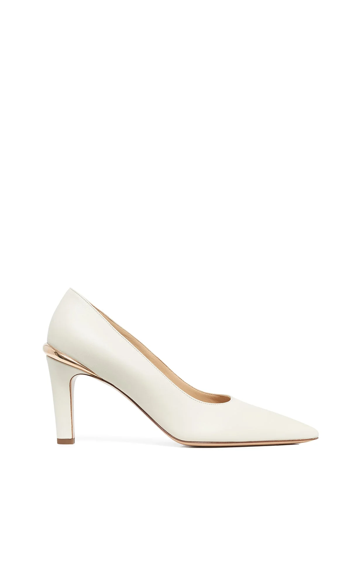 Edwina High Heel Stiletto Pump in Ivory Leather - 1